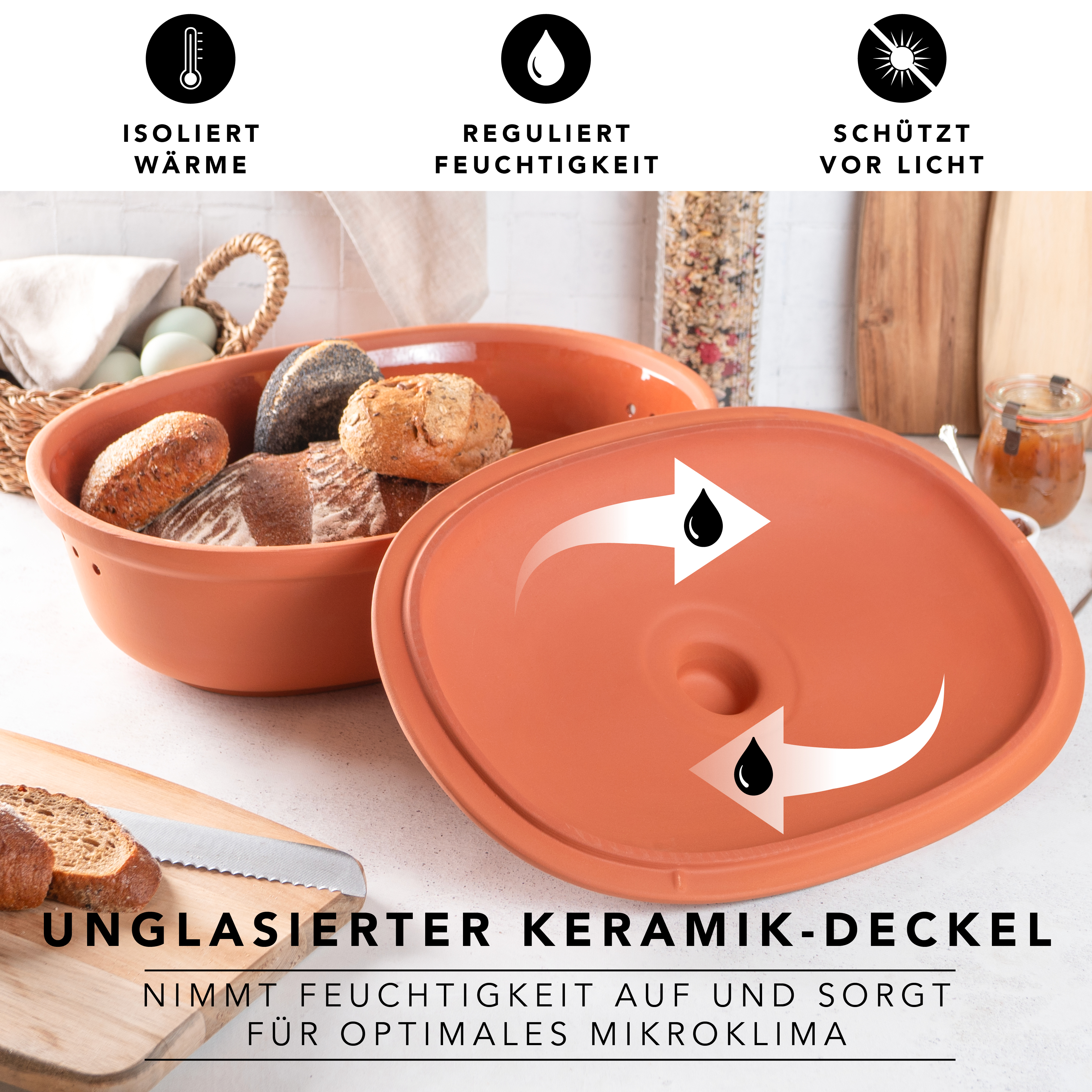 Römertopf Brot Frische Topf MAXI Terracotta 9185381 Deckel