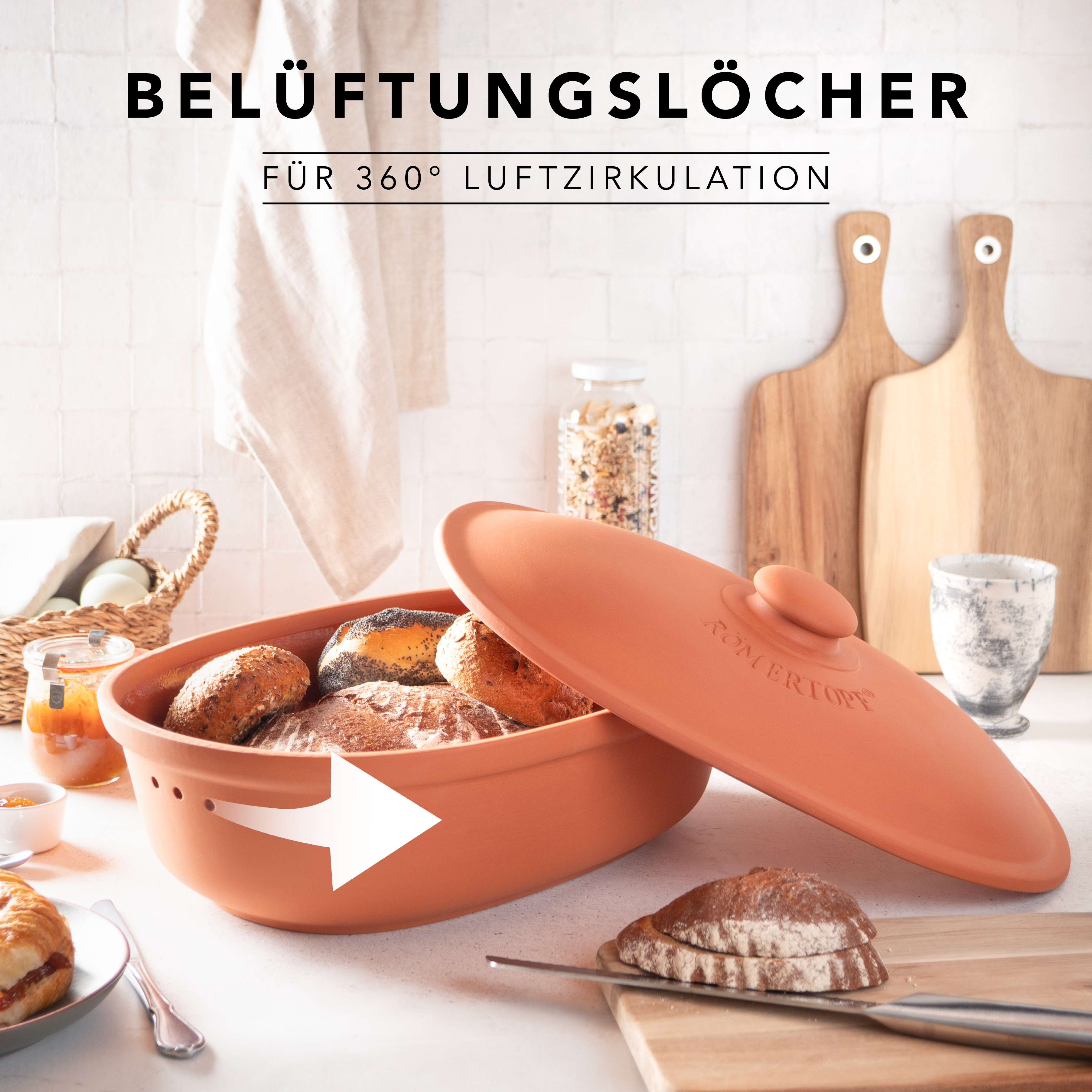 Römertopf Brot Frische Topf MAXI Terracotta 9185381 Lüftung