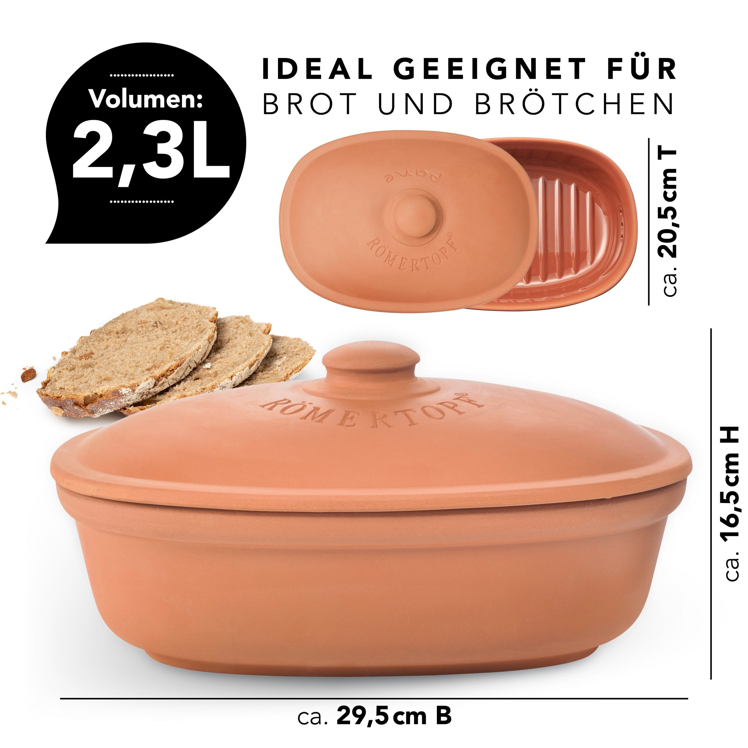 Römertopf Brot Frische Topf MEDI Terracotta 9185181 Maße