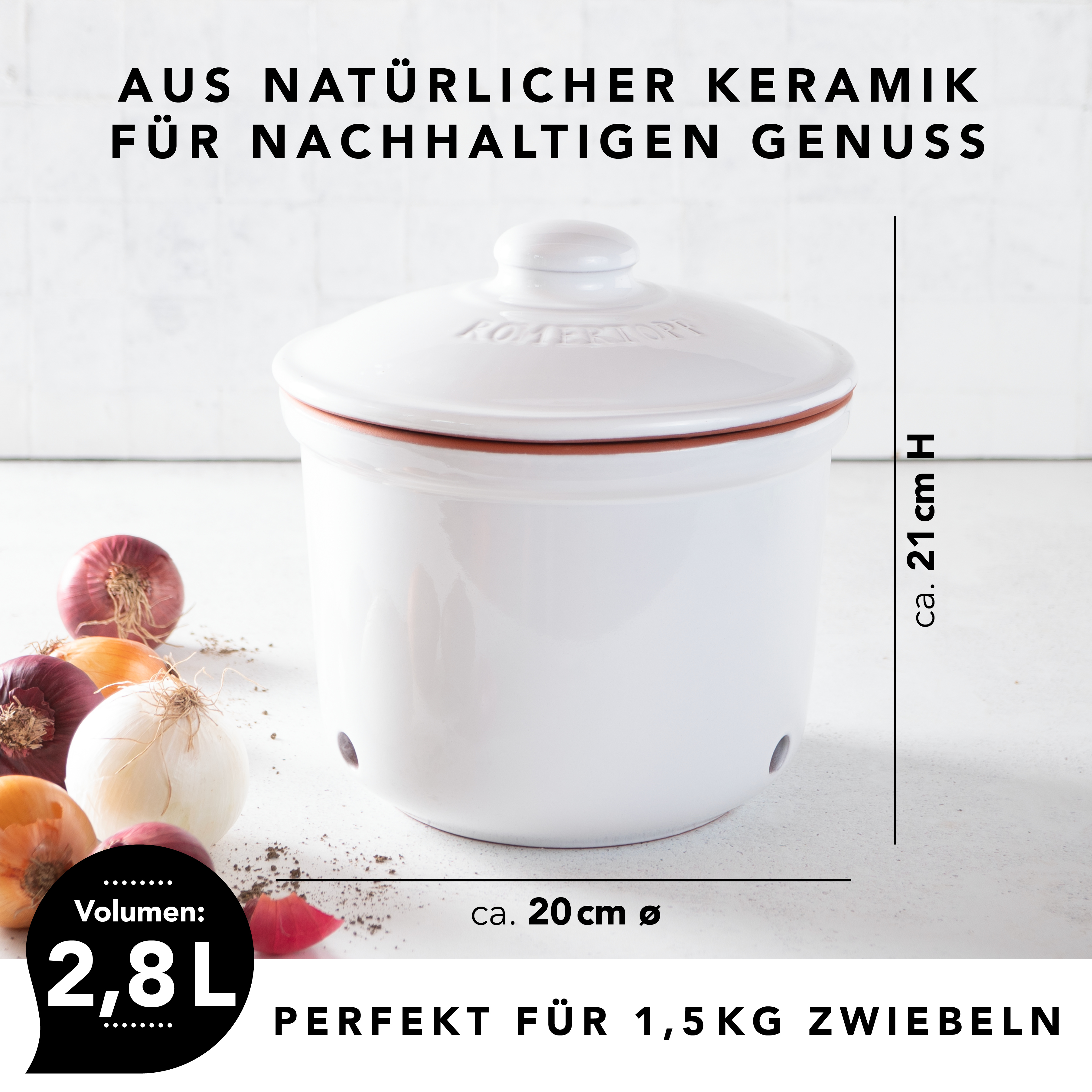 Römertopf Frische-Topf MAXI Zwiebel Weiß 9145281 Maße