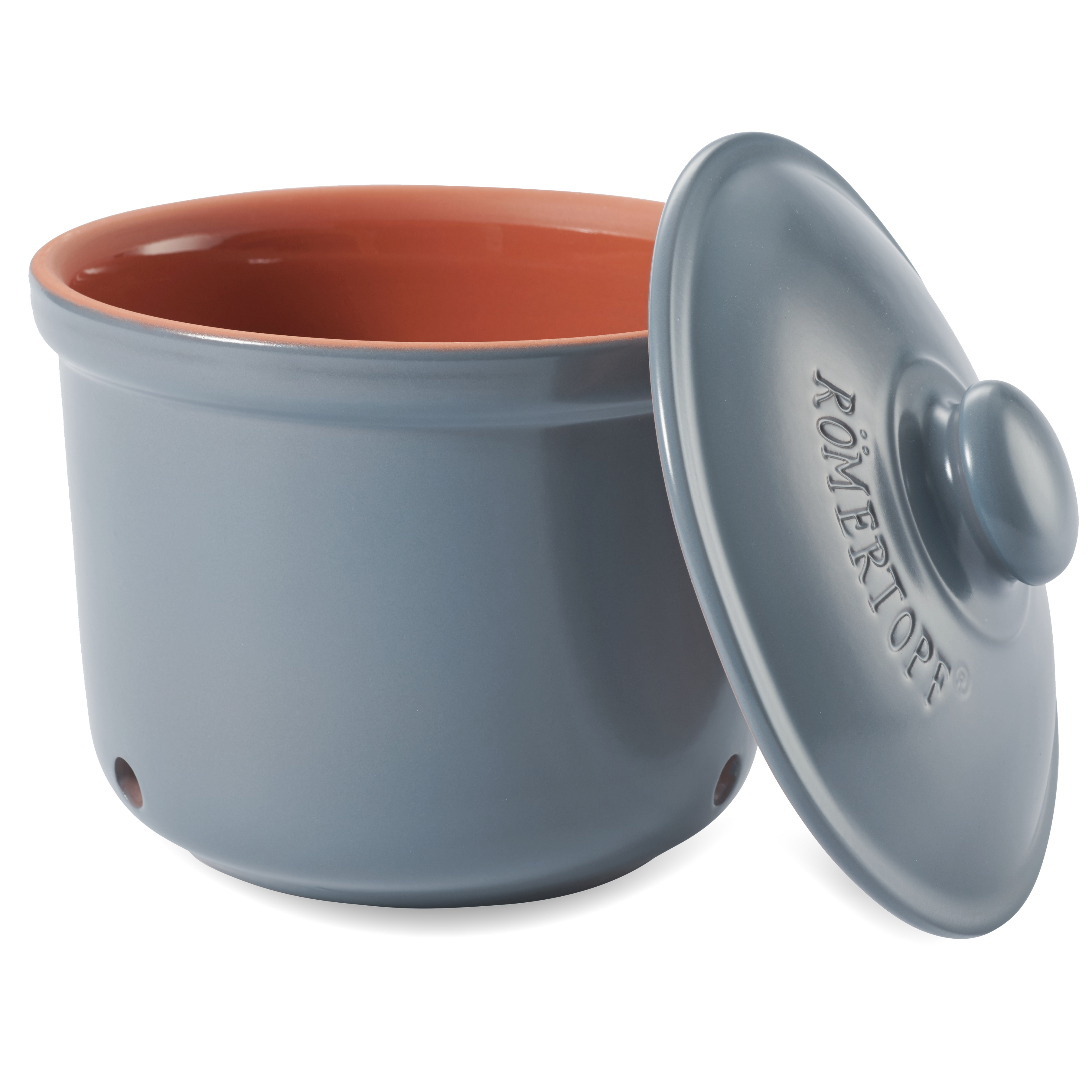 Römertopf Frische-Topf MAXI Zwiebel Blau Grau 9145292 offener Deckel