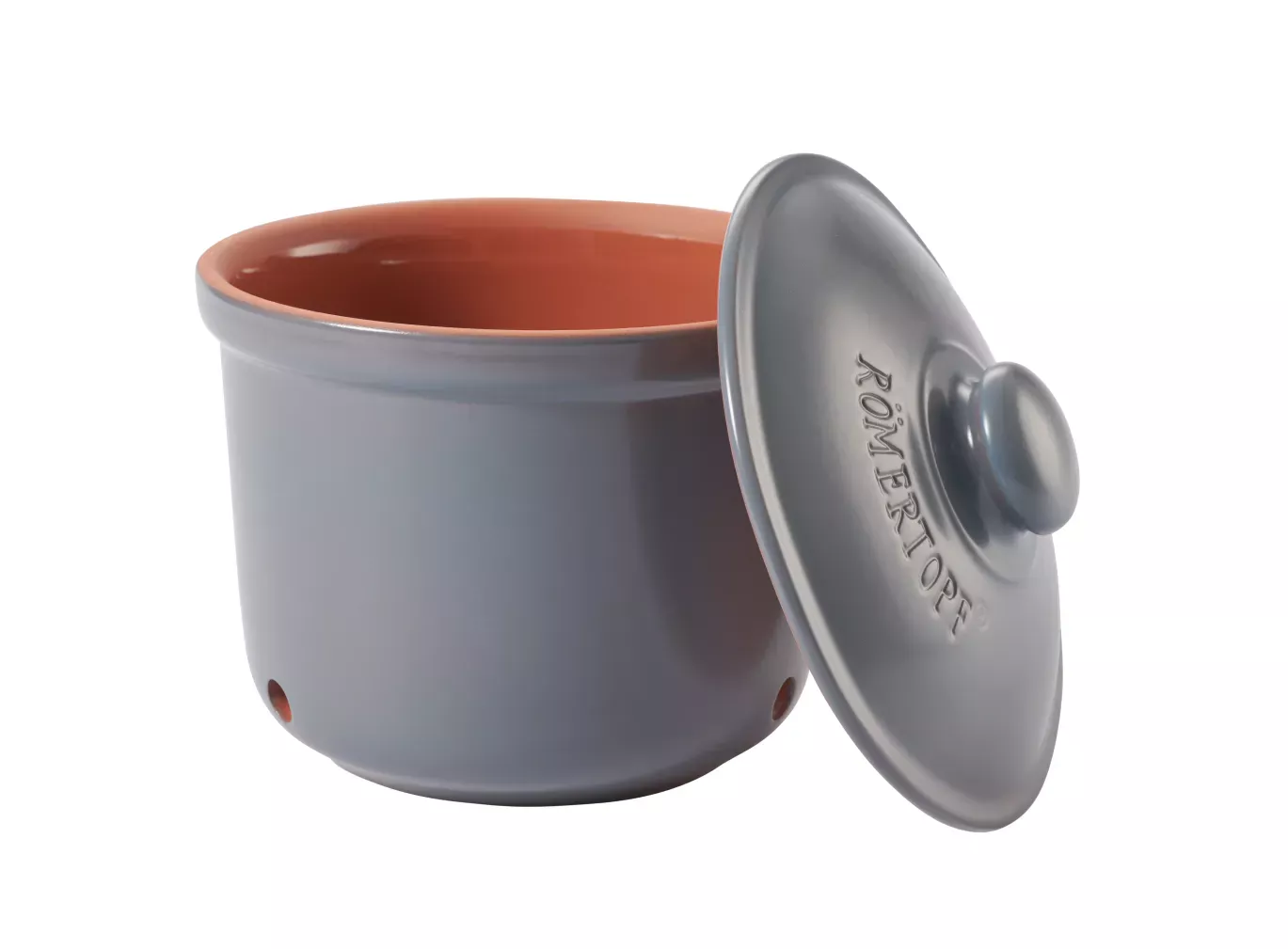 Römertopf MEDI Gemüse-Frische-Topf Blau Grau Deckel schräg