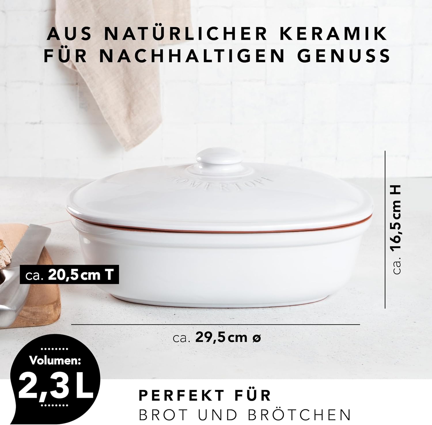 Römertopf Brot Frische Topf MEDI Weiß 9185111 Maße