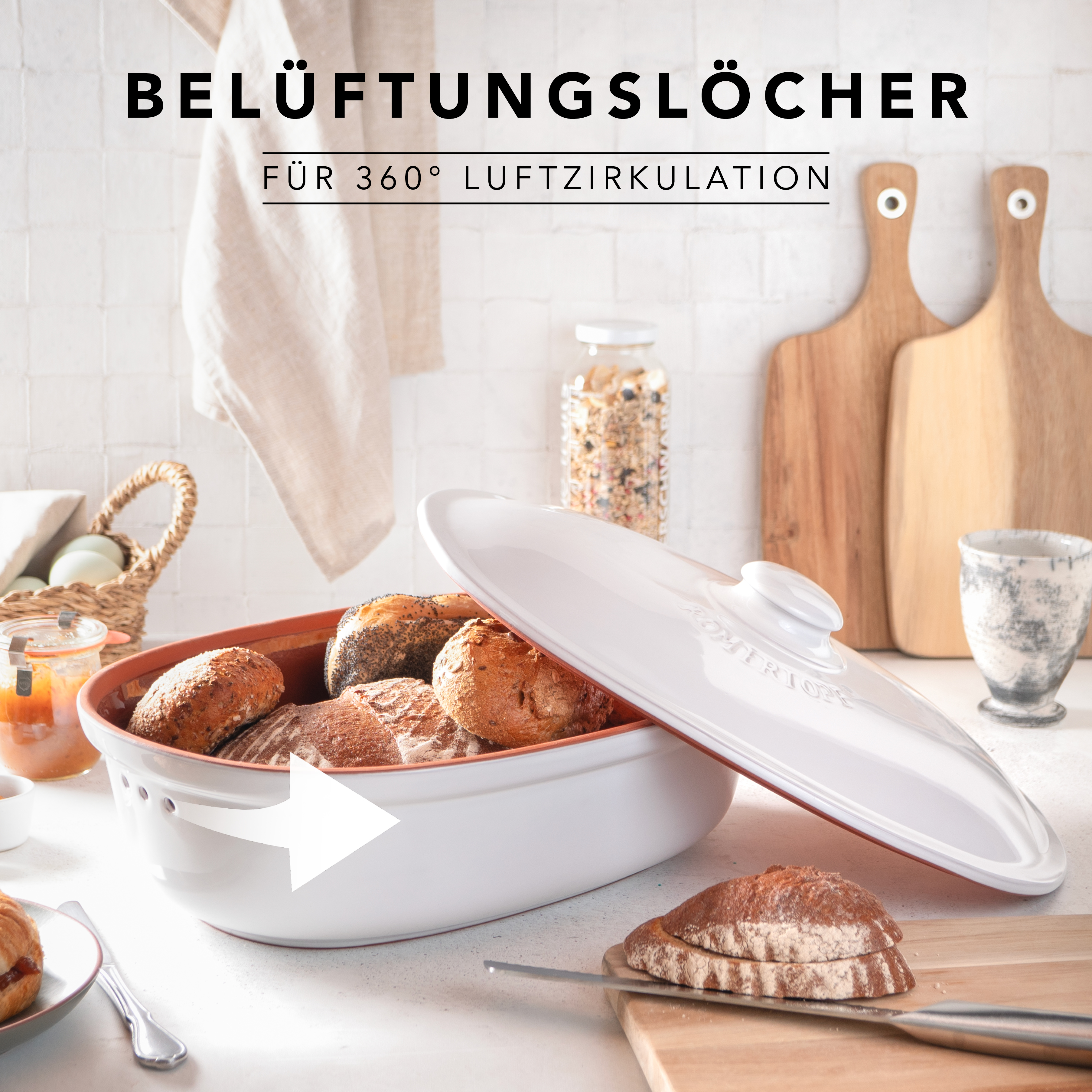 Römertopf Brot Frische Topf MAXI Weiß 9185311 Lüftung