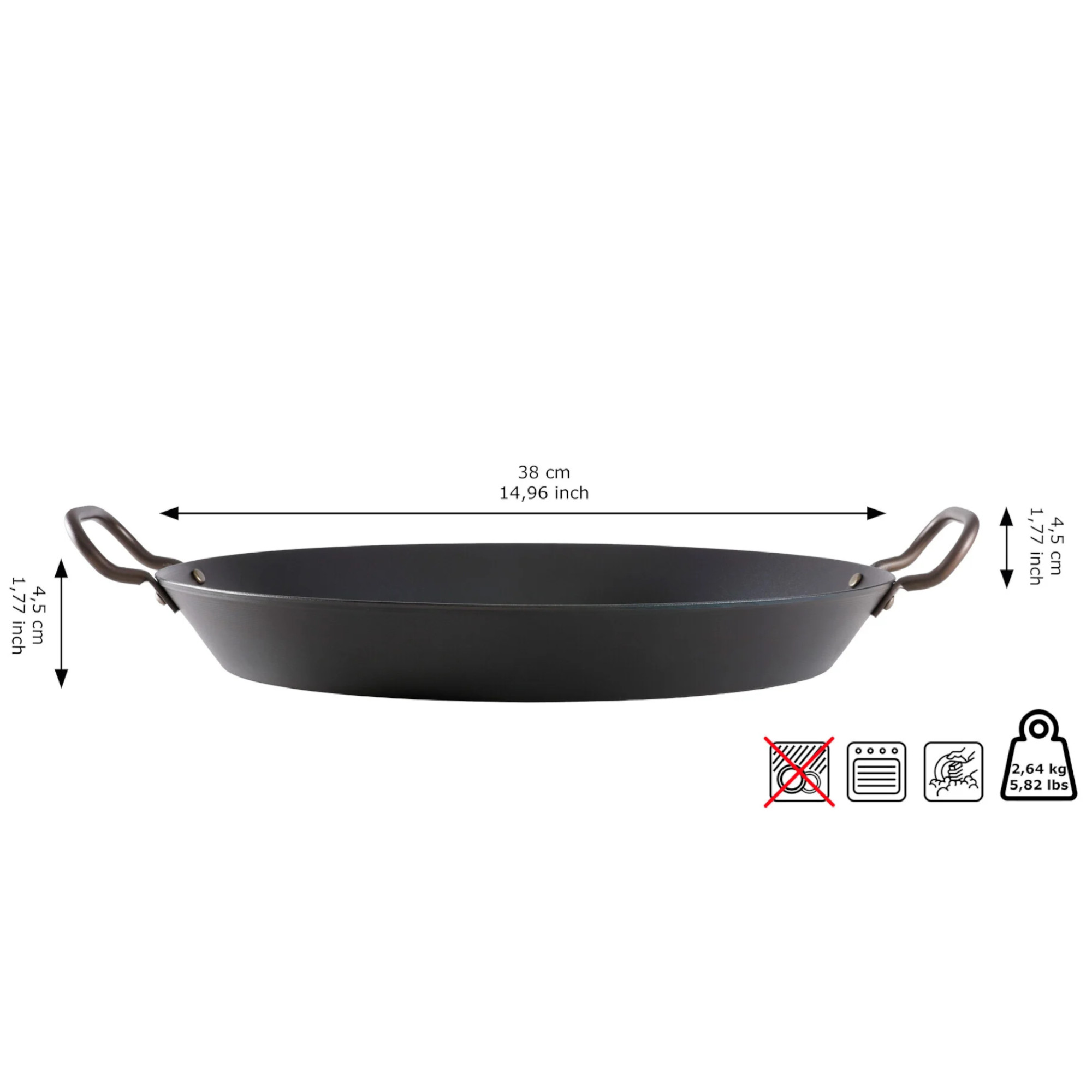 Skottsberg Paella Pfanne Carbon Steel 38 cm Maße