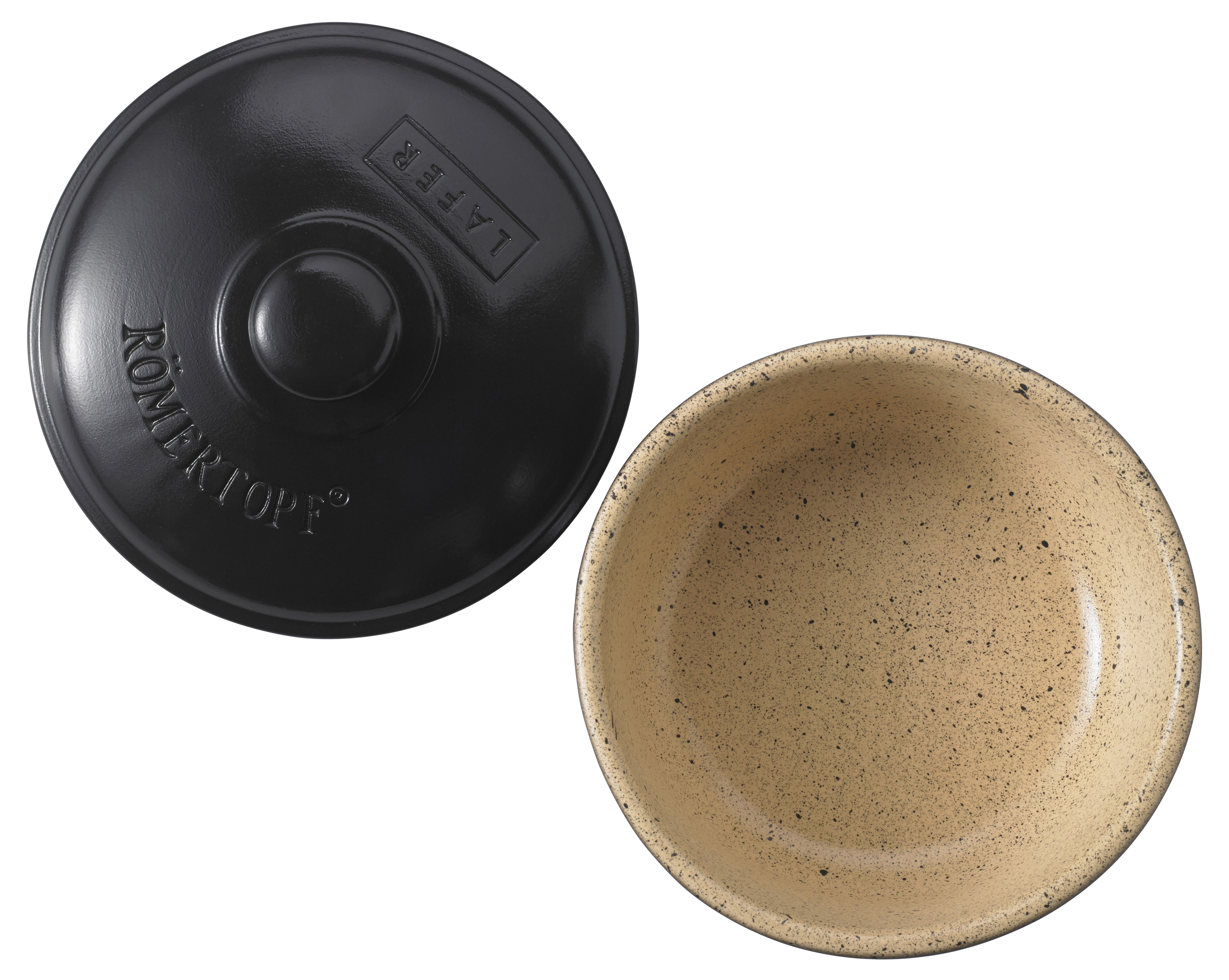 Römertopf Lafer BBQ Schmortopf rund medium mit Deckel und offen 04306