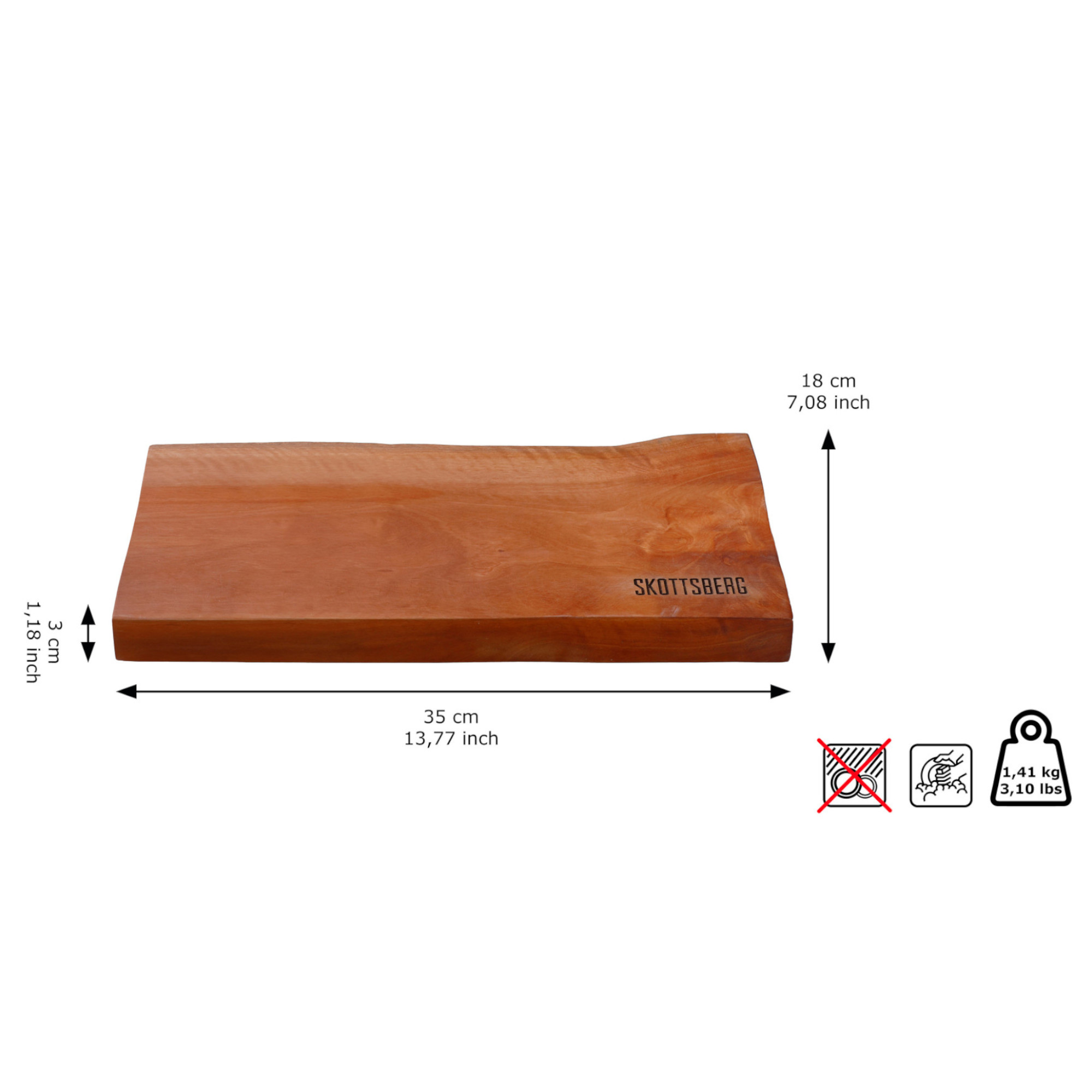 Skottsberg Servierbrett Wood Works 35 x 18 cm Maße