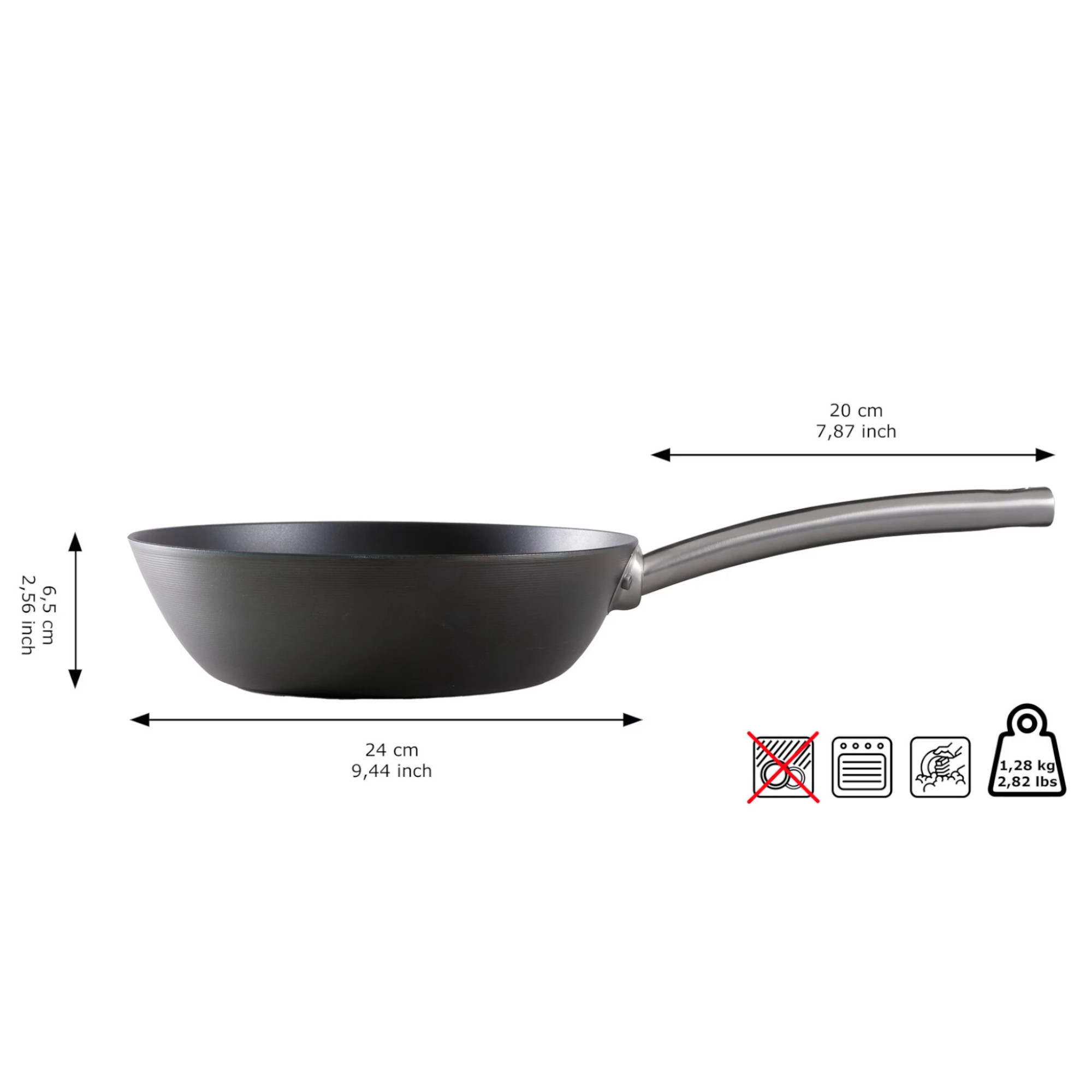 Skottsberg Wok Carbon Steel 24 cm Maße