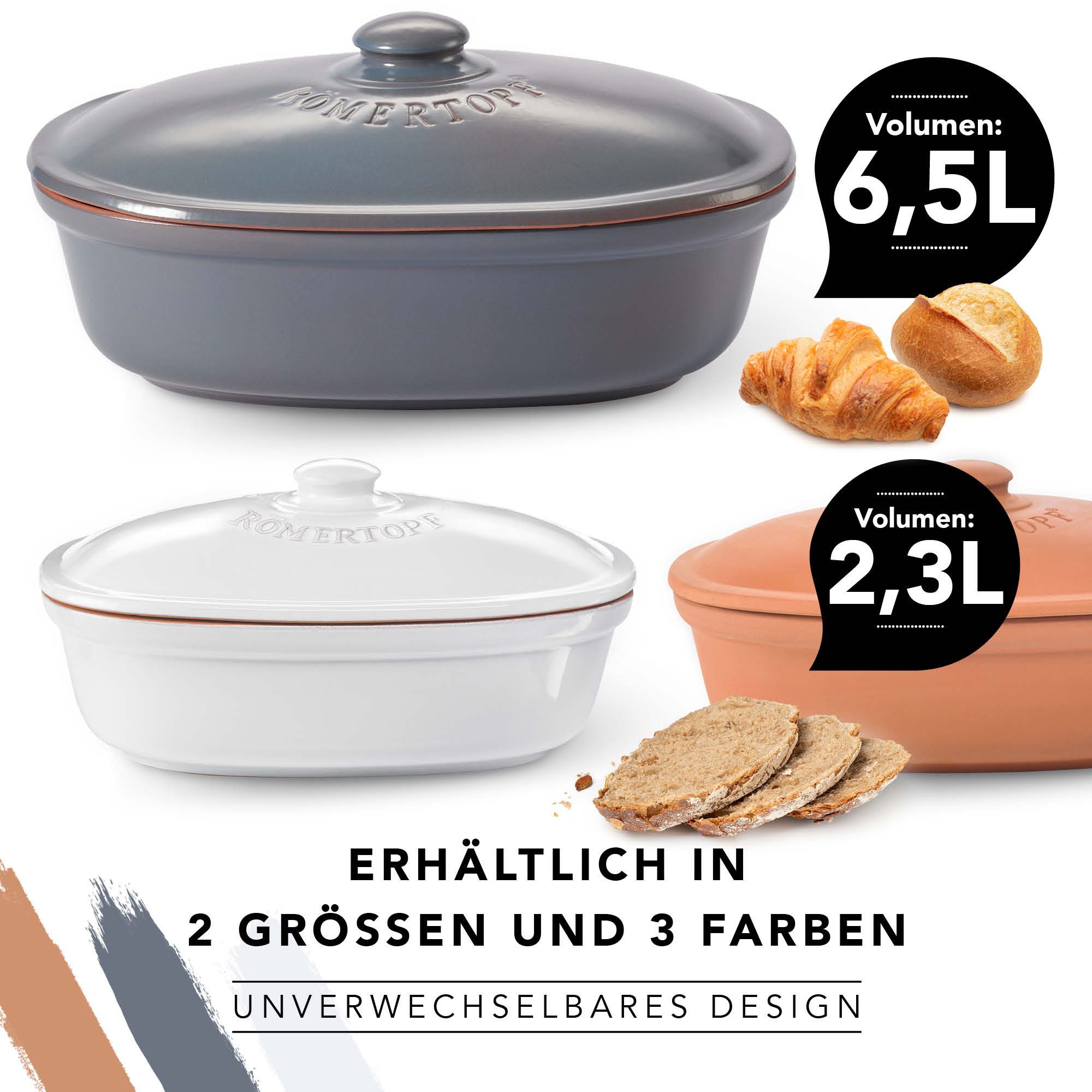 Römertopf Brot Frische Topf MEDI Weiß 9185111 Größenvergleich