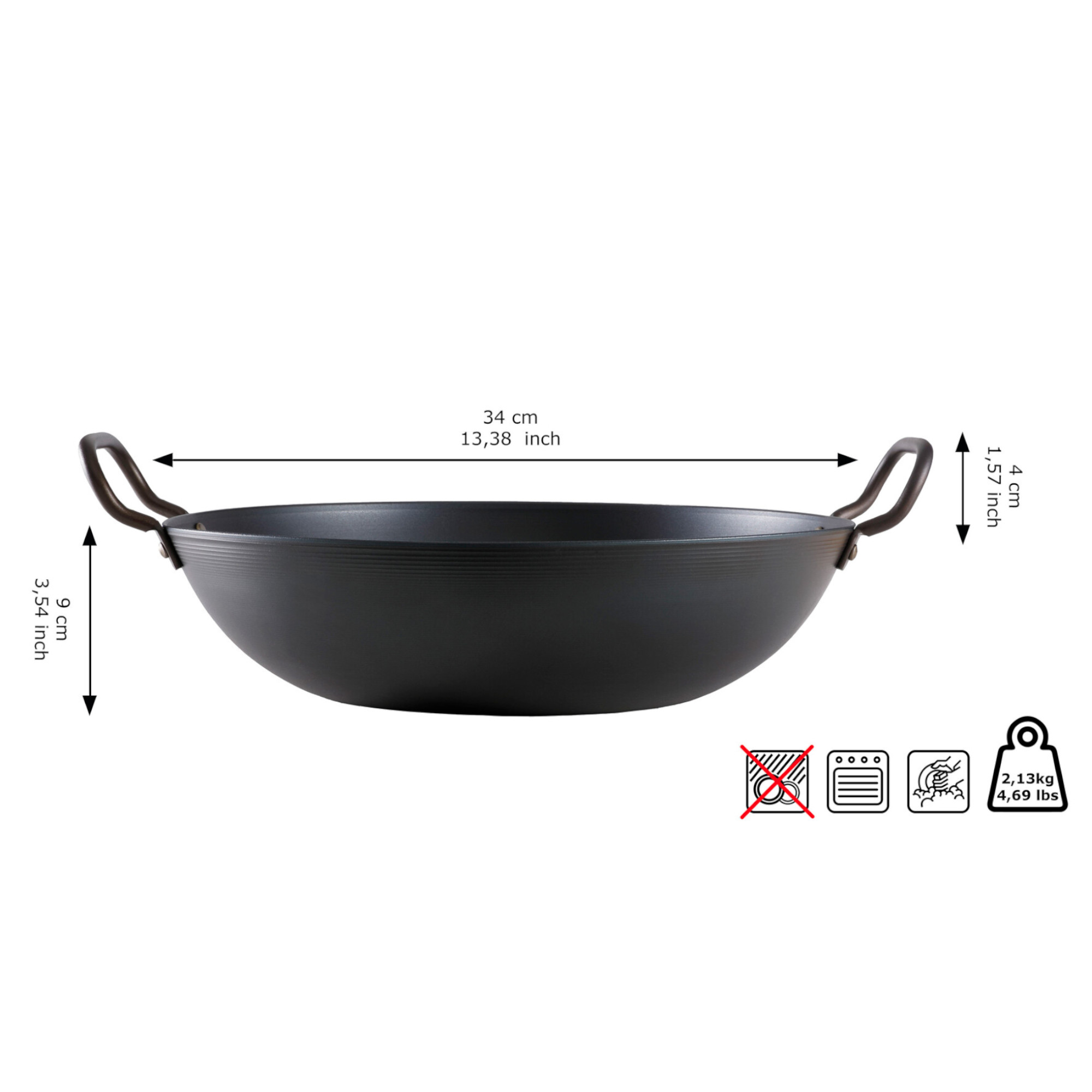 Skottsberg Wadjan Wok Pfanne Carbon Steel 34 cm Maße
