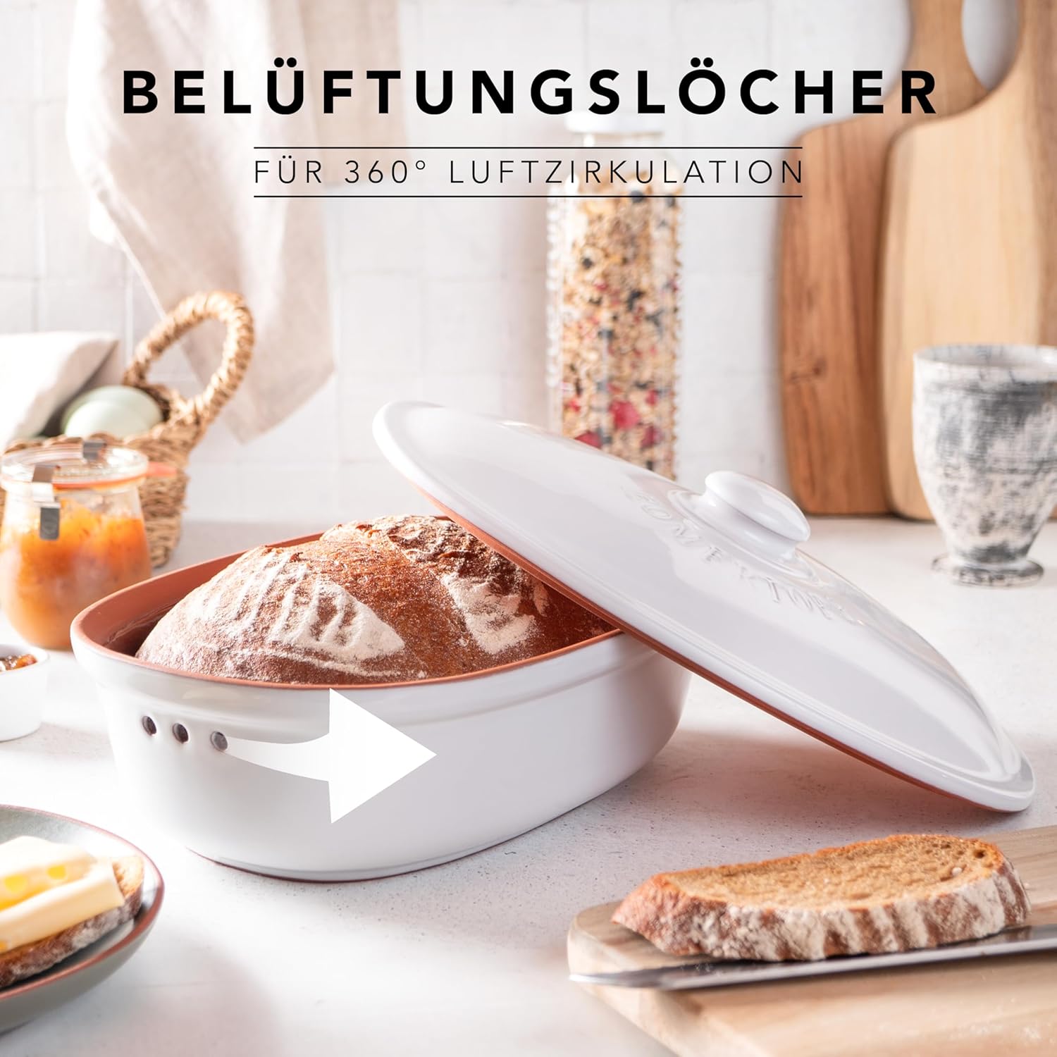 Römertopf Brot Frische Topf MEDI Weiß 9185111 Lüftung