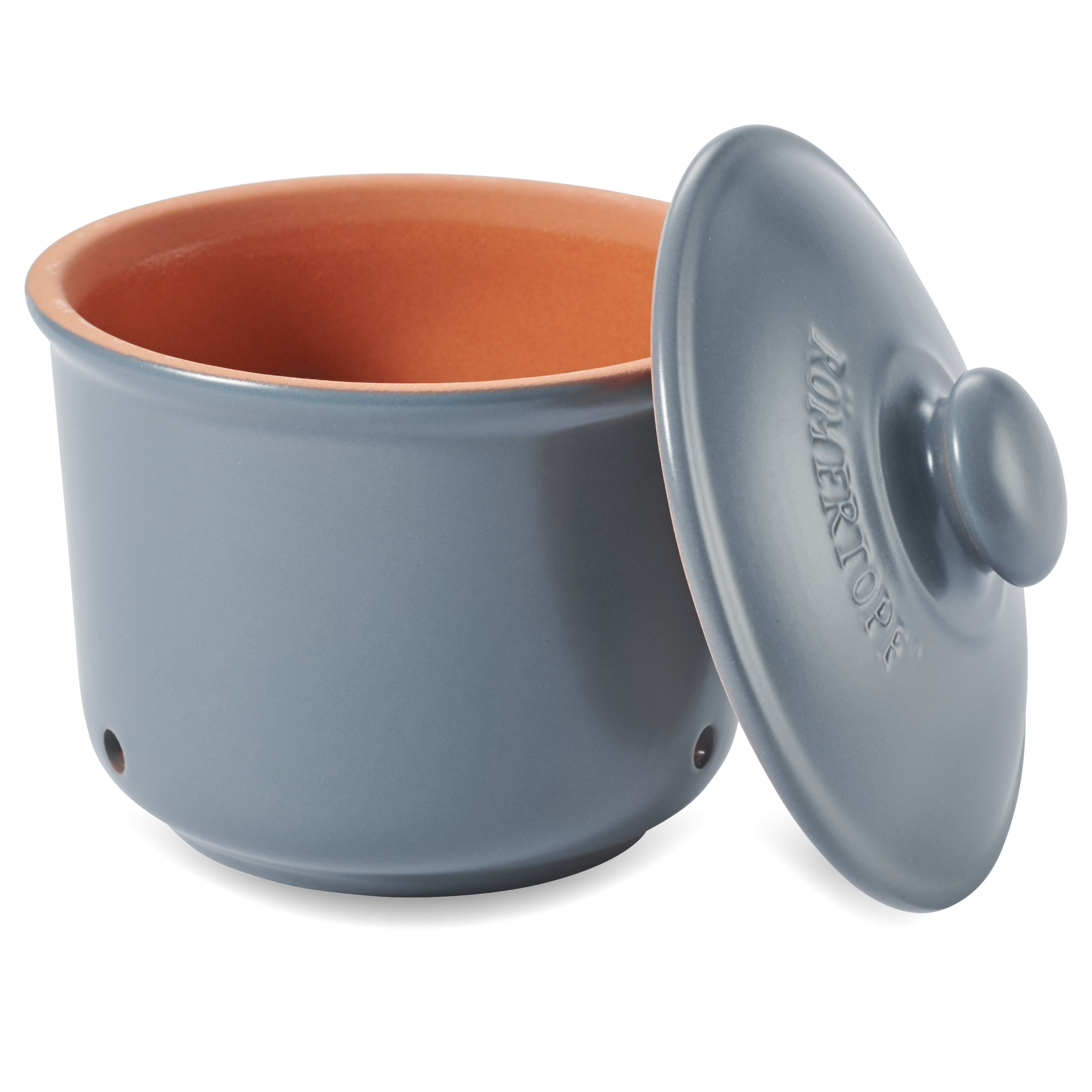 Römertopf Frische-Topf MINI Knoblauch blau grau 9145192 offener Deckel