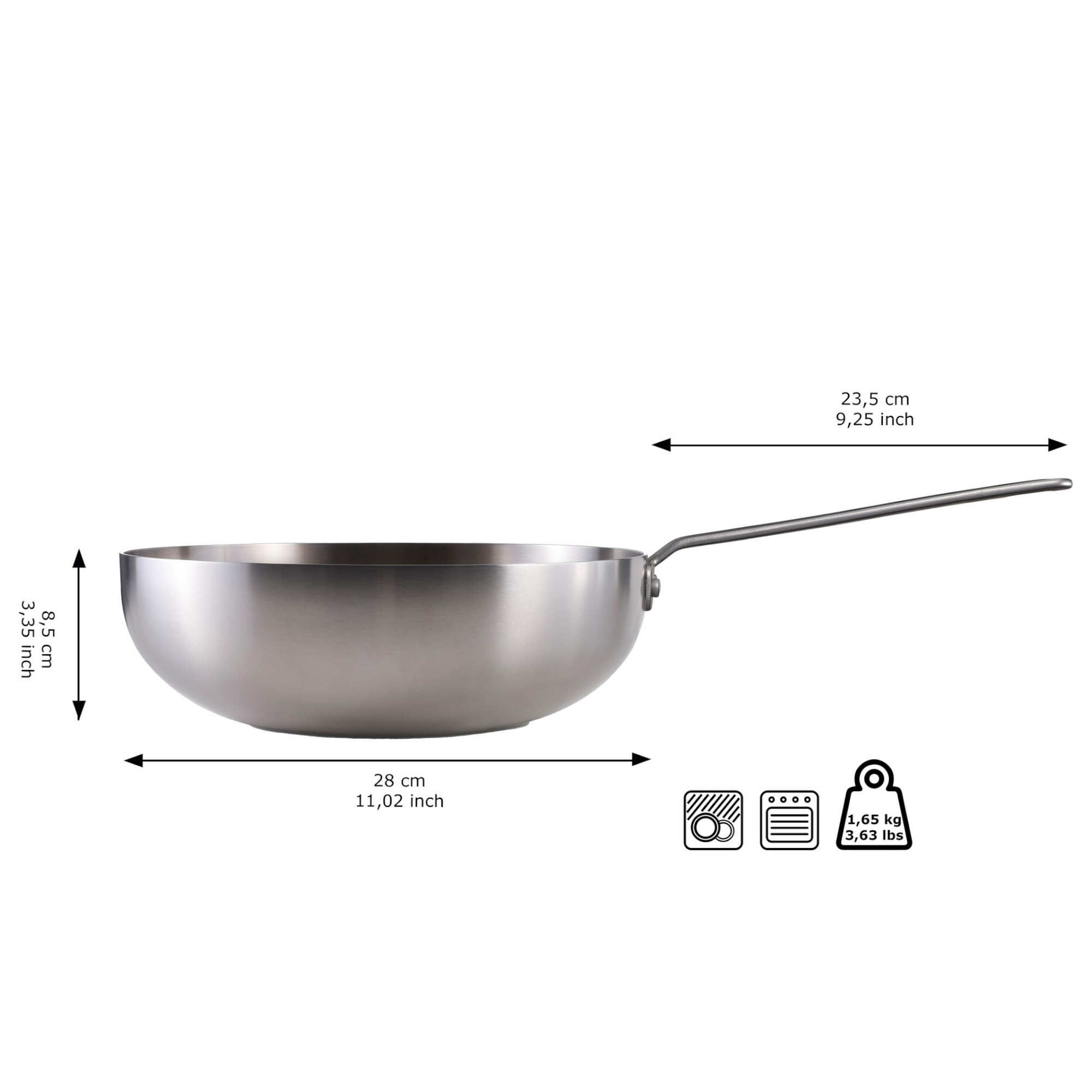 Skottsberg Wok Stainless Steel 28 cm Maße