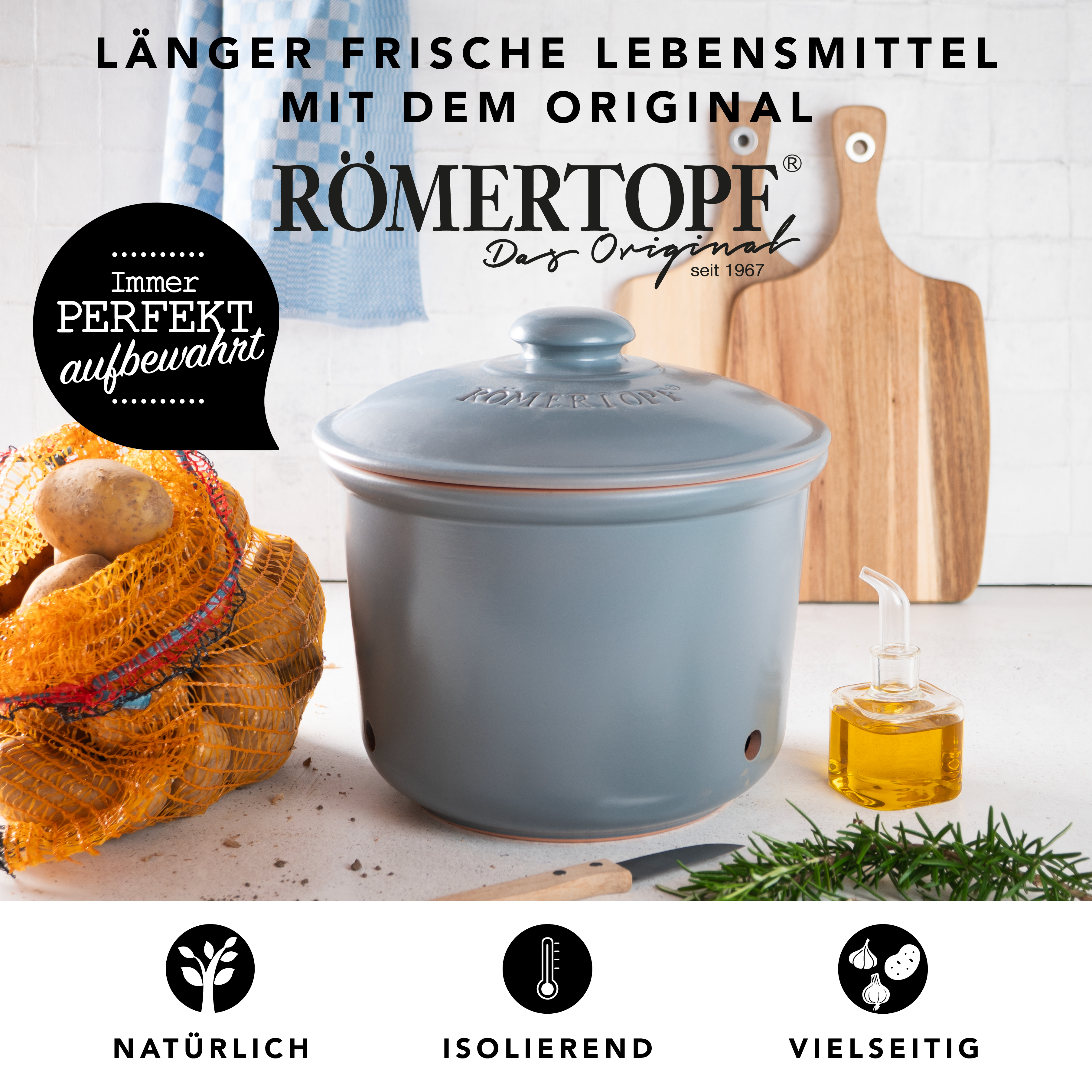 Römertopf Frische-Topf MAXI PLUS Kartoffel Blau Grau 9145392 Vorteile