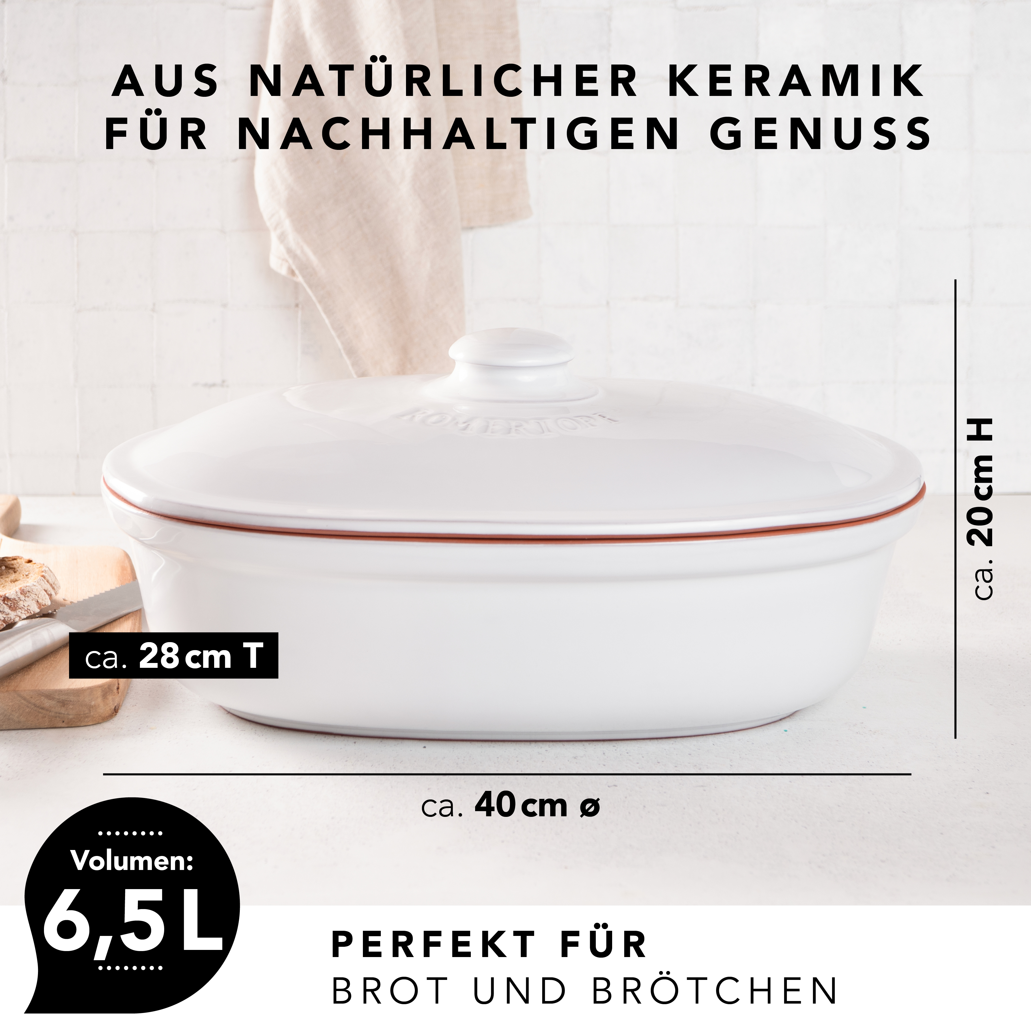 Römertopf Brot Frische Topf MAXI Weiß 9185311 Maße
