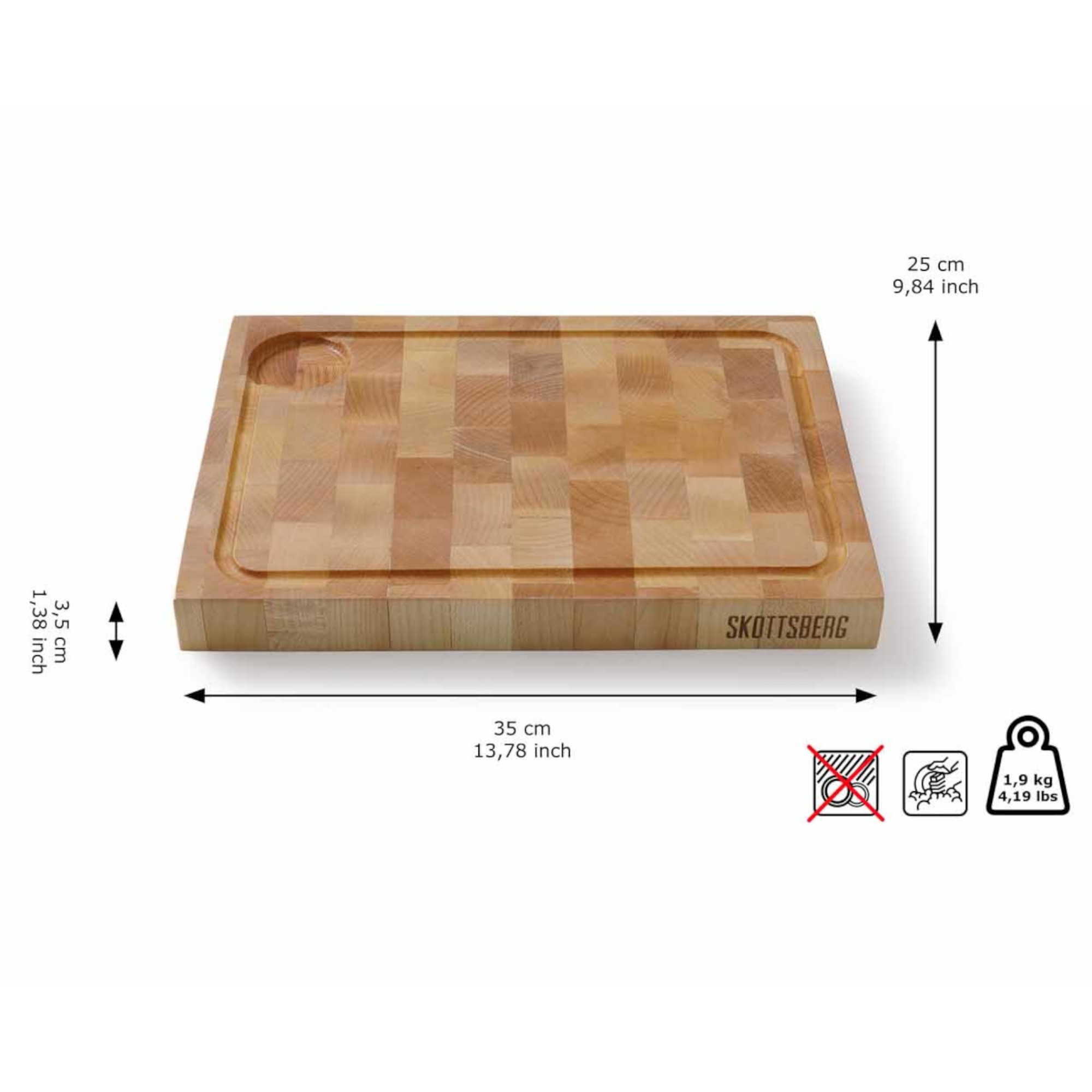 Skottsberg Schneidebrett Wood Works 35 x 25 cm Maße