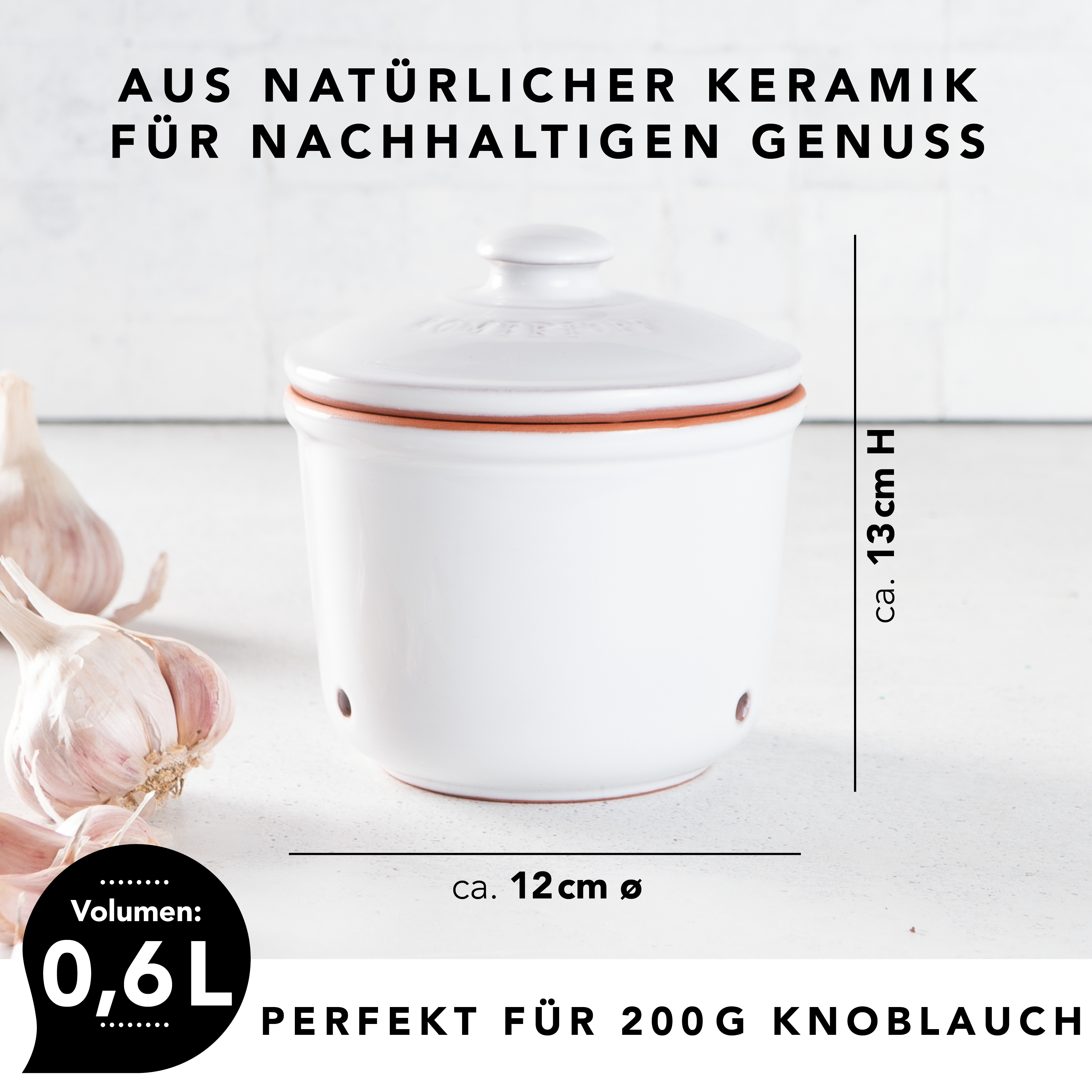Römertopf Frische-Topf MINI Knoblauch weiß 9145111 Maße