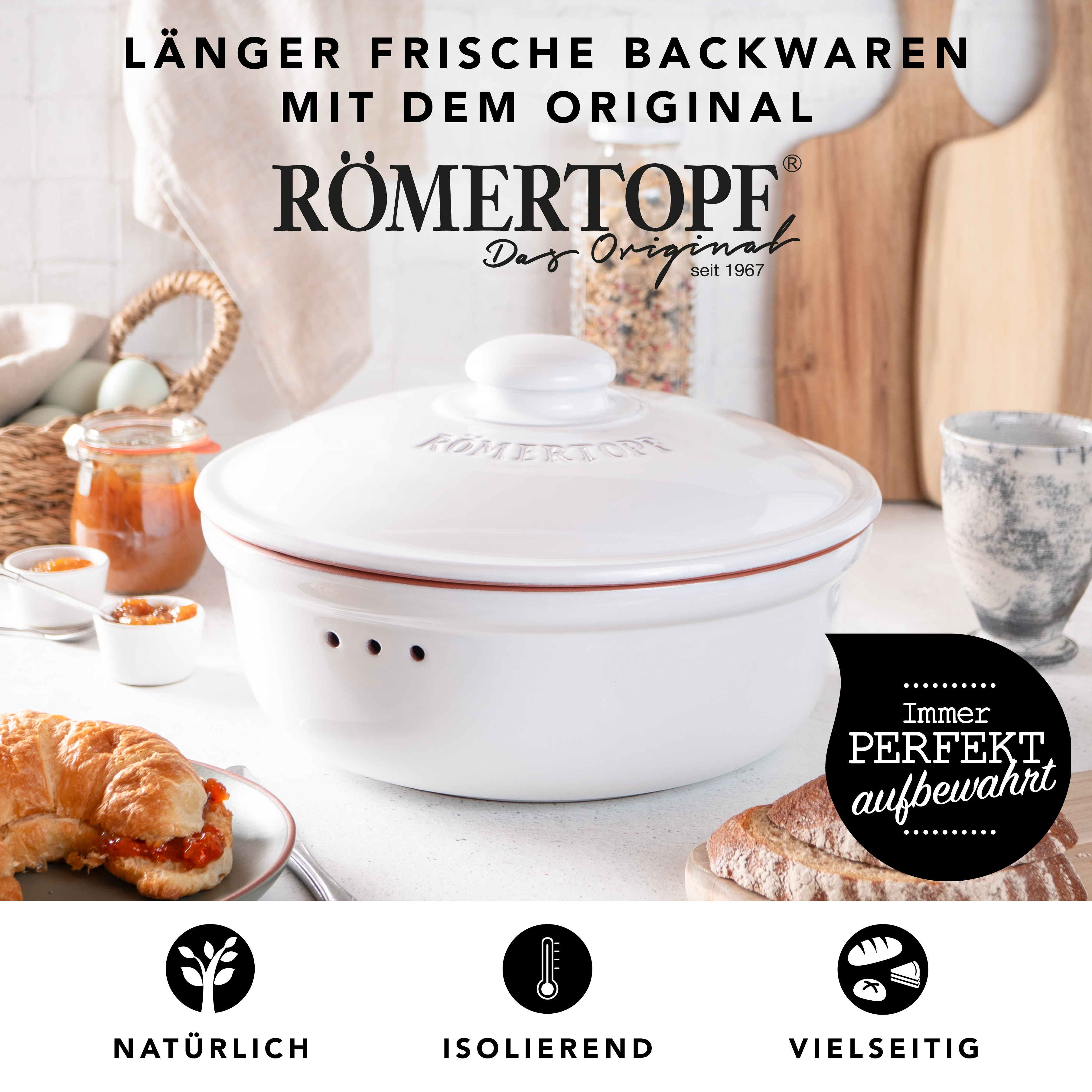 Römertopf Brotfrische Topf rund Weiß 9185211 Aufbewahrung