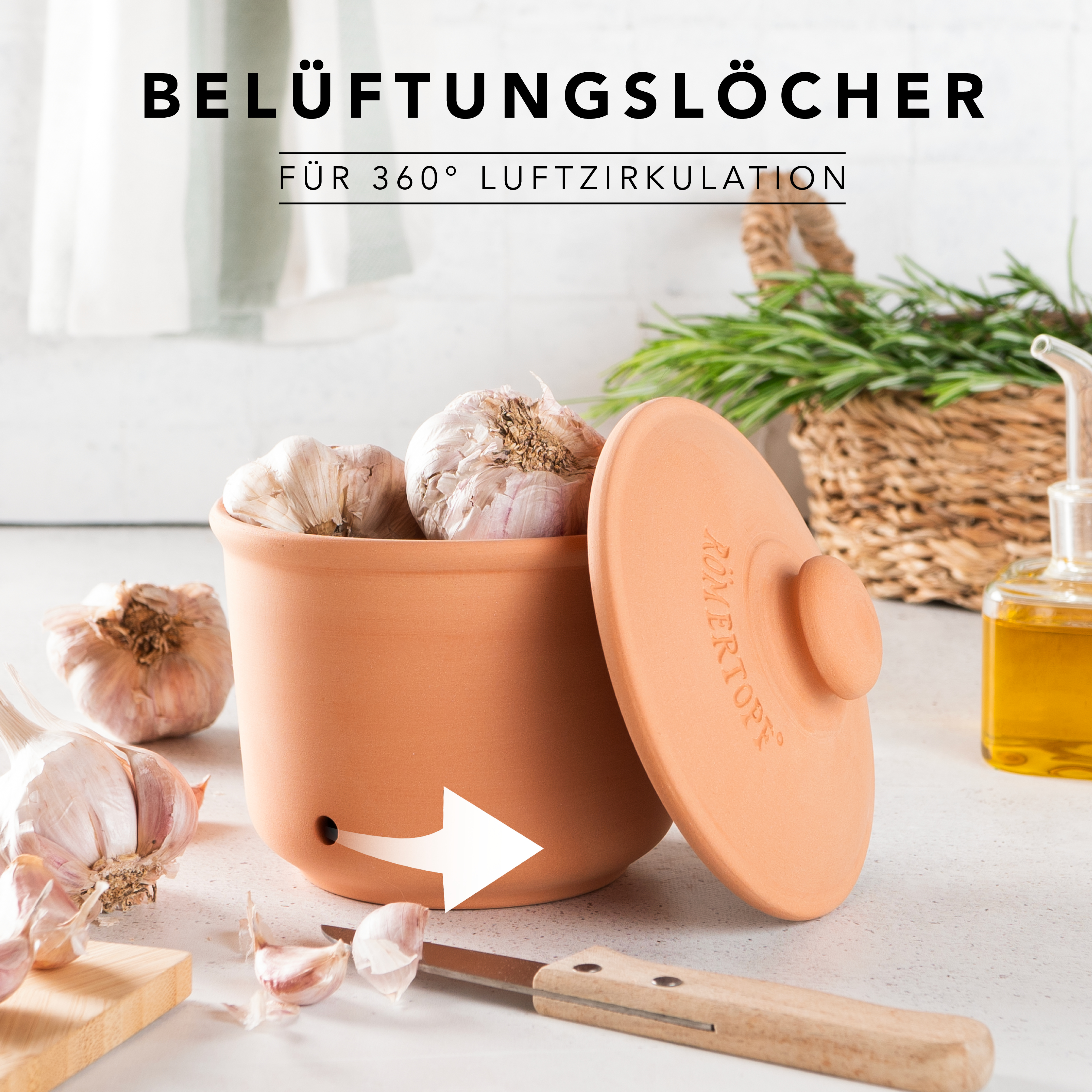 Römertopf Frische-Topf MINI Knoblauch terracotta 9145181 Lüftung