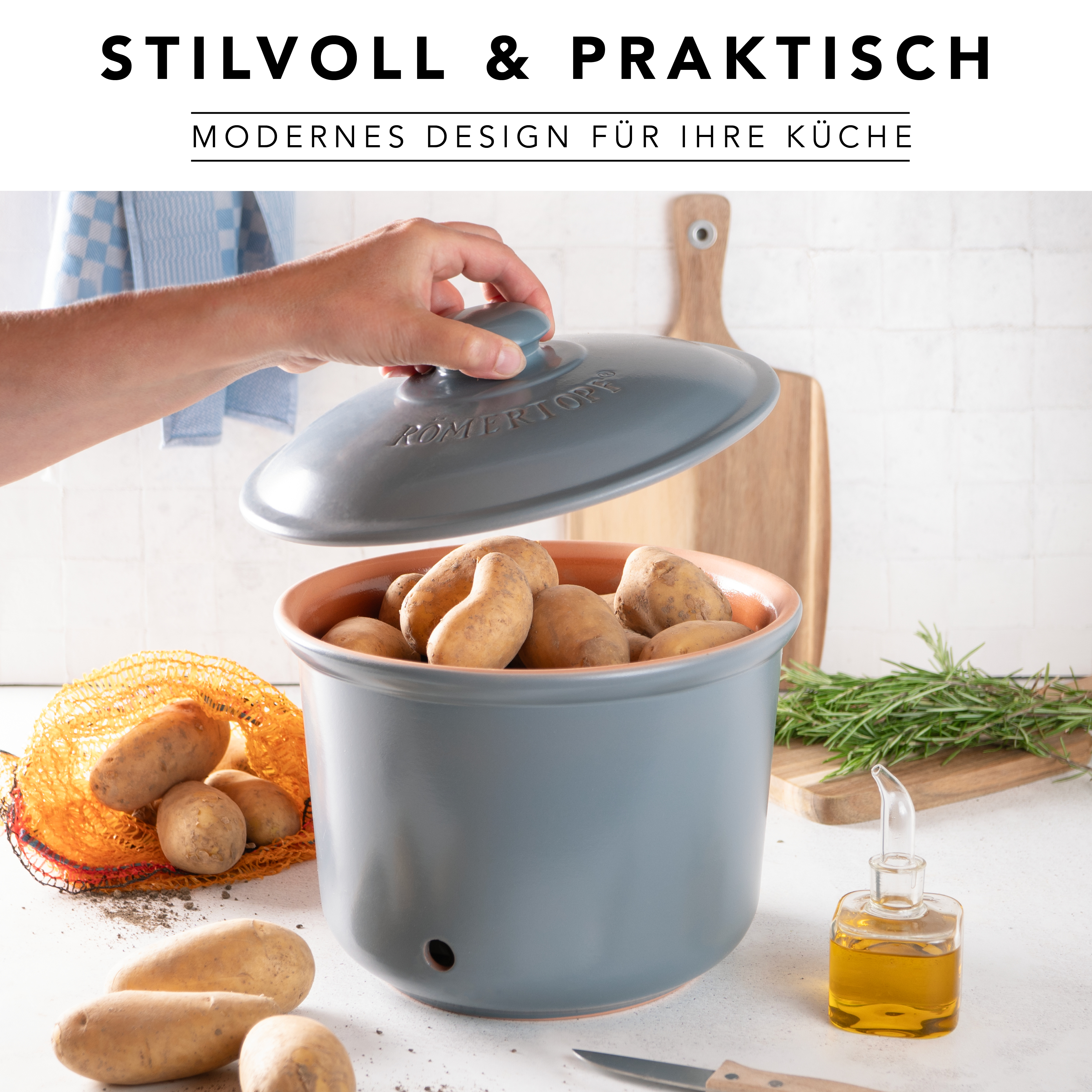 Römertopf Frische-Topf MAXI PLUS Kartoffel Blau Grau 9145392 Ambiente