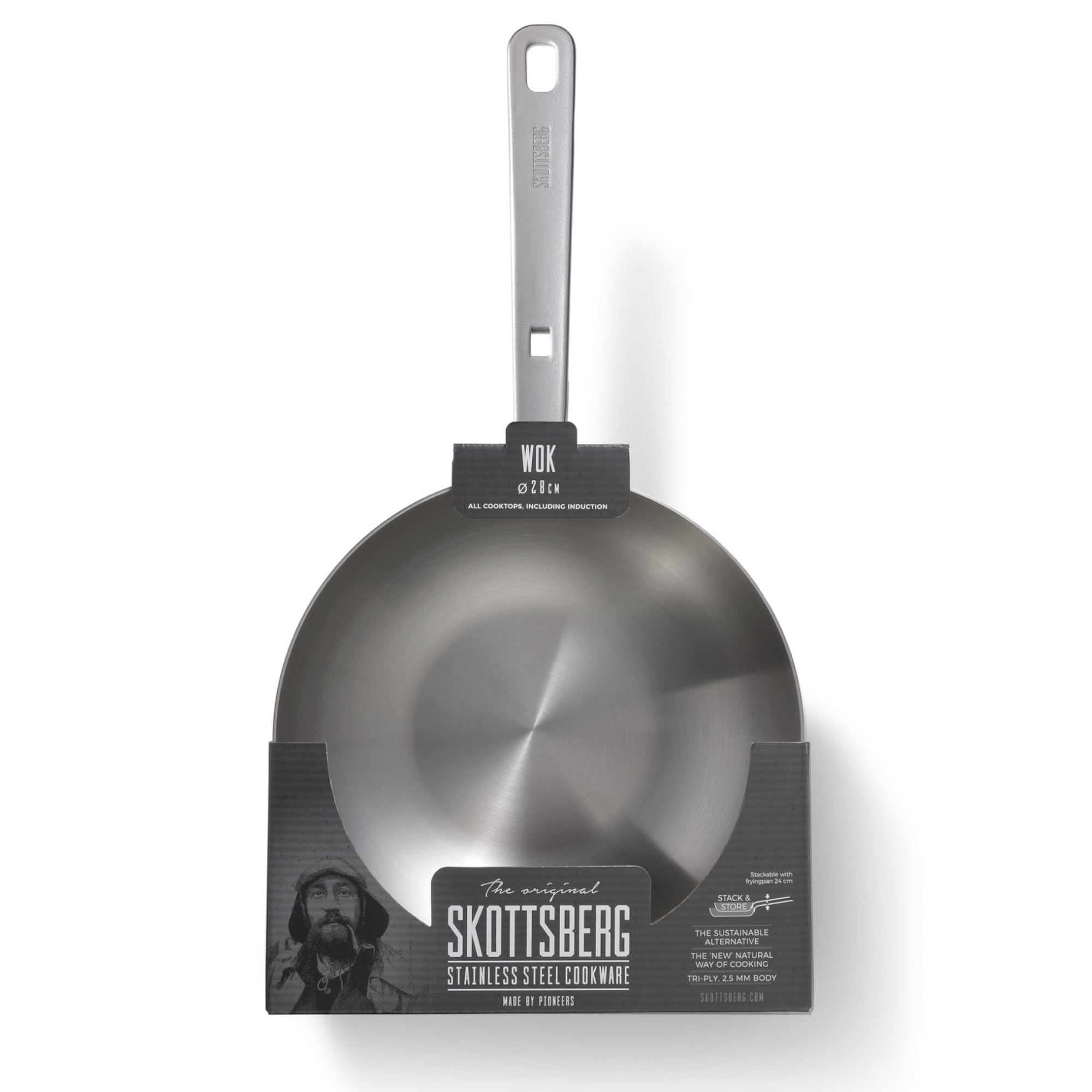 Skottsberg Wok Stainless Steel 28 cm Verpackung