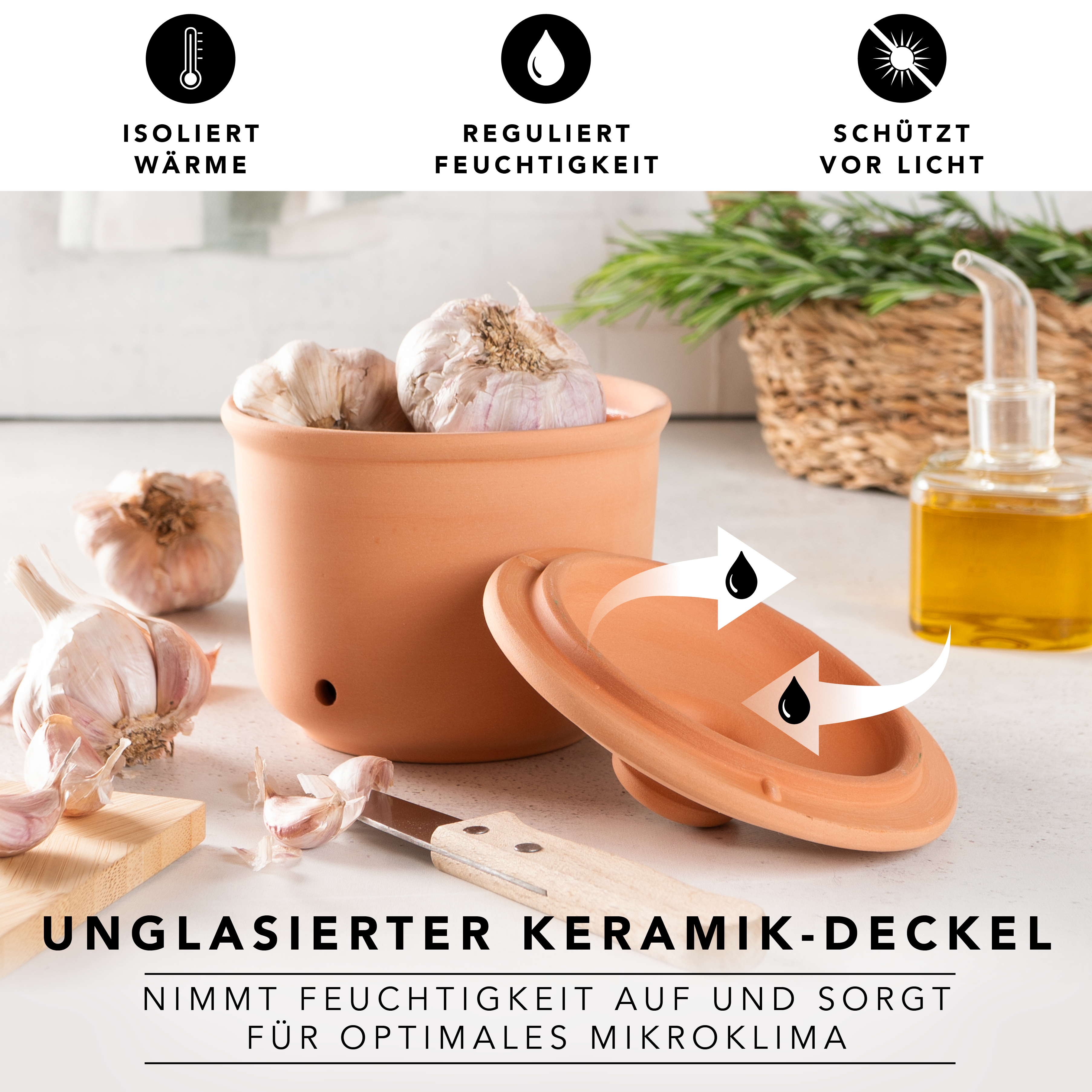 Römertopf Frische-Topf MINI Knoblauch terracotta 9145181 Deckel