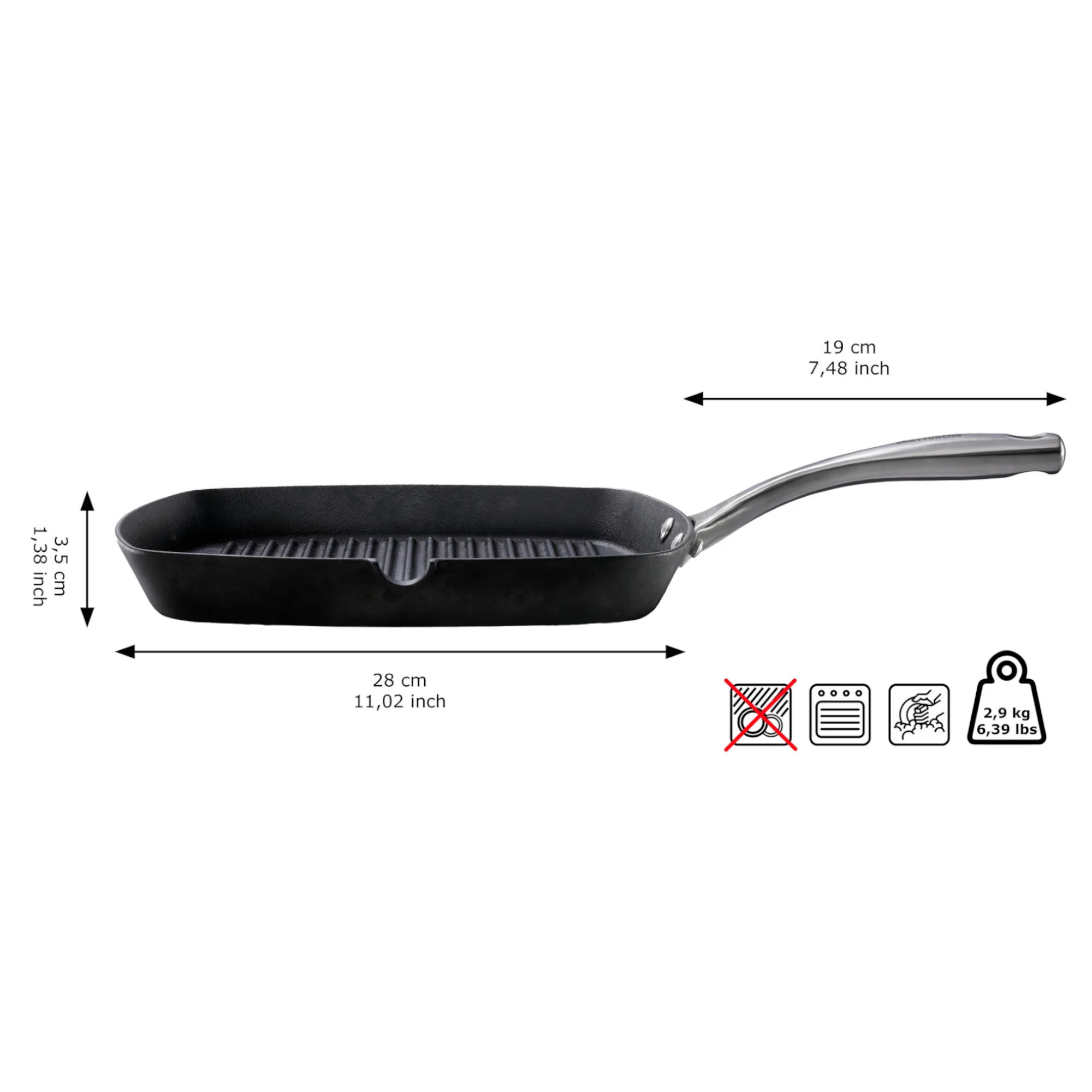 Skottsberg Grillpfanne Cast Iron 28 cm Maße