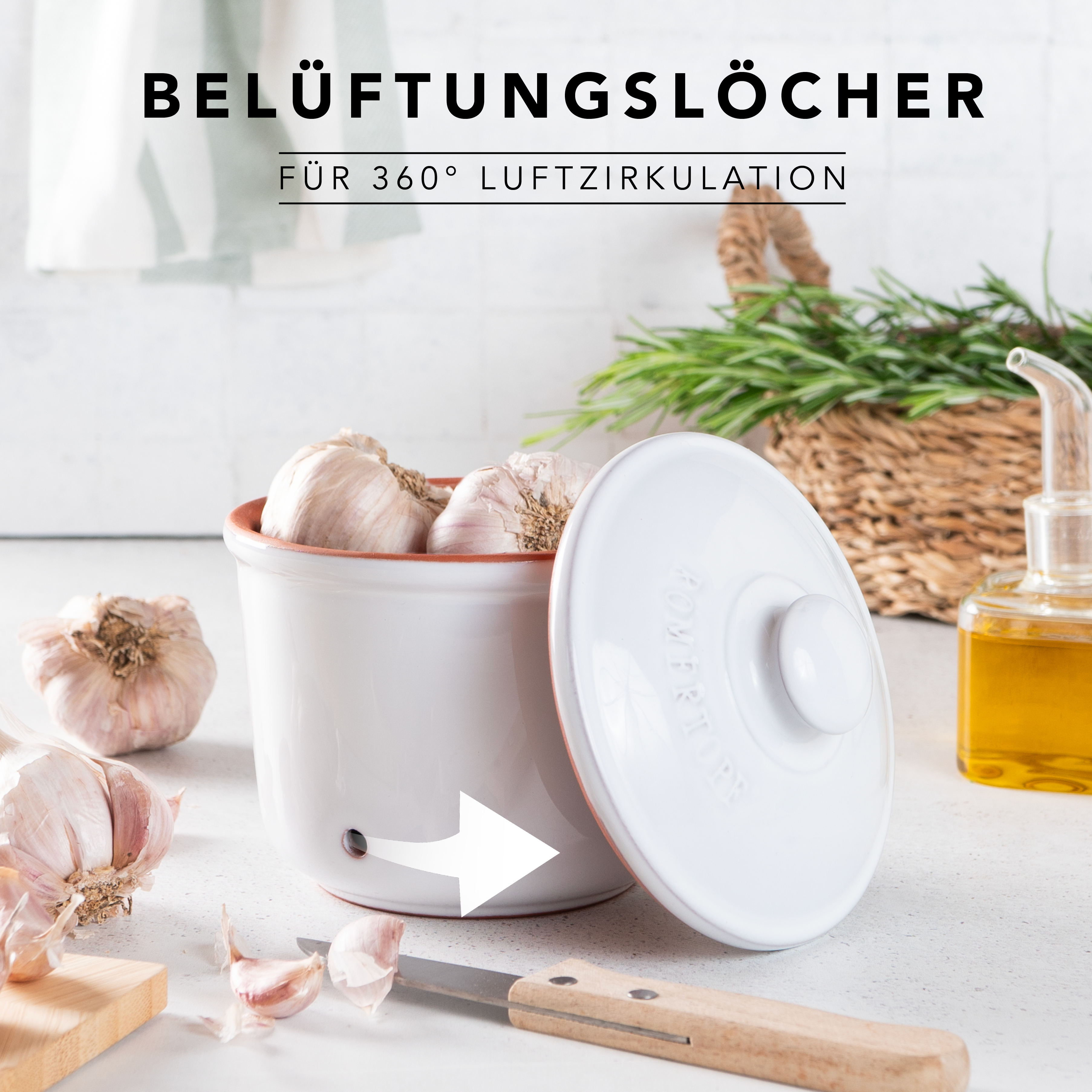 Römertopf Frische-Topf MINI Knoblauch weiß 9145111 Lüftung