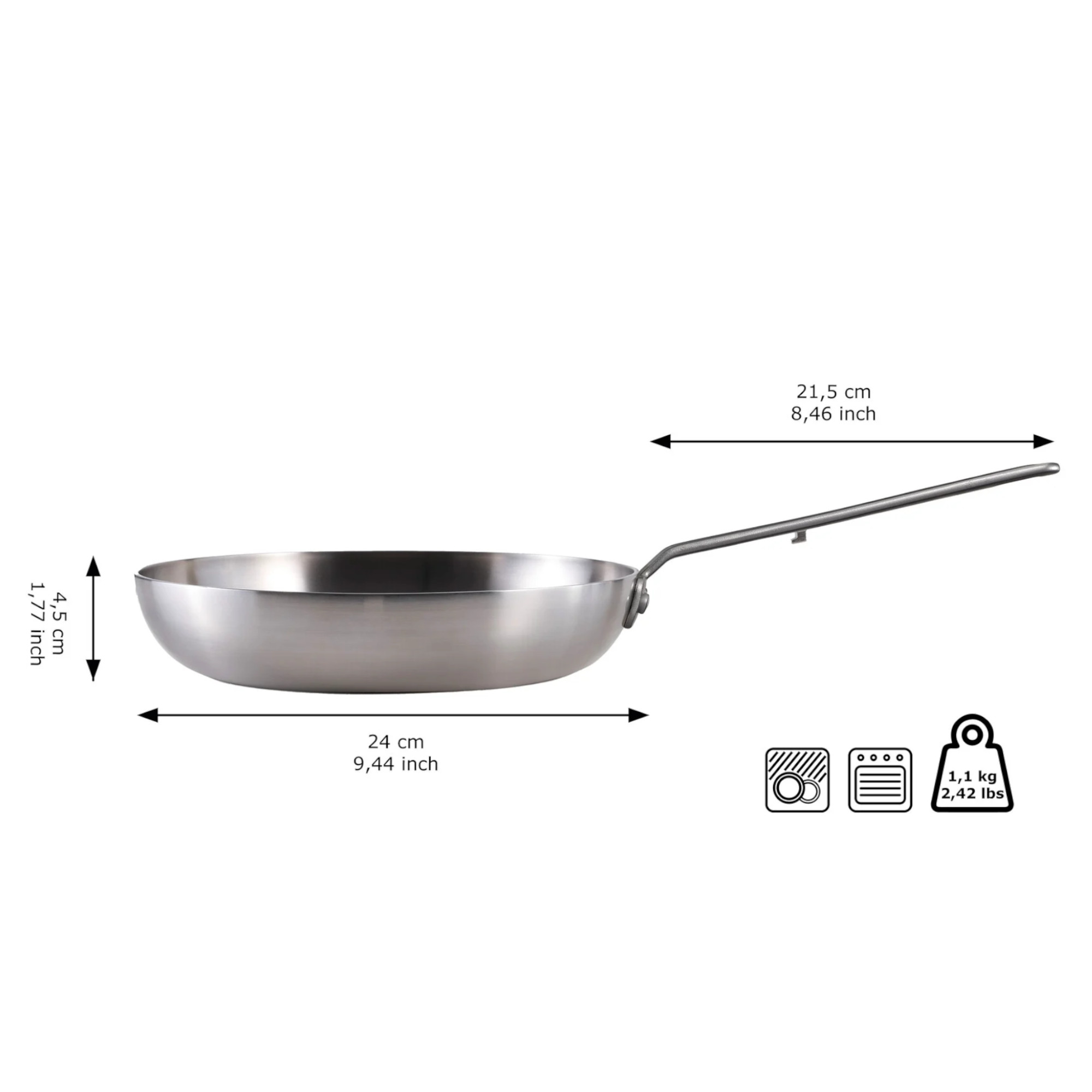 Skottsberg Bratpfanne Stainless Steel 24 cm Maße