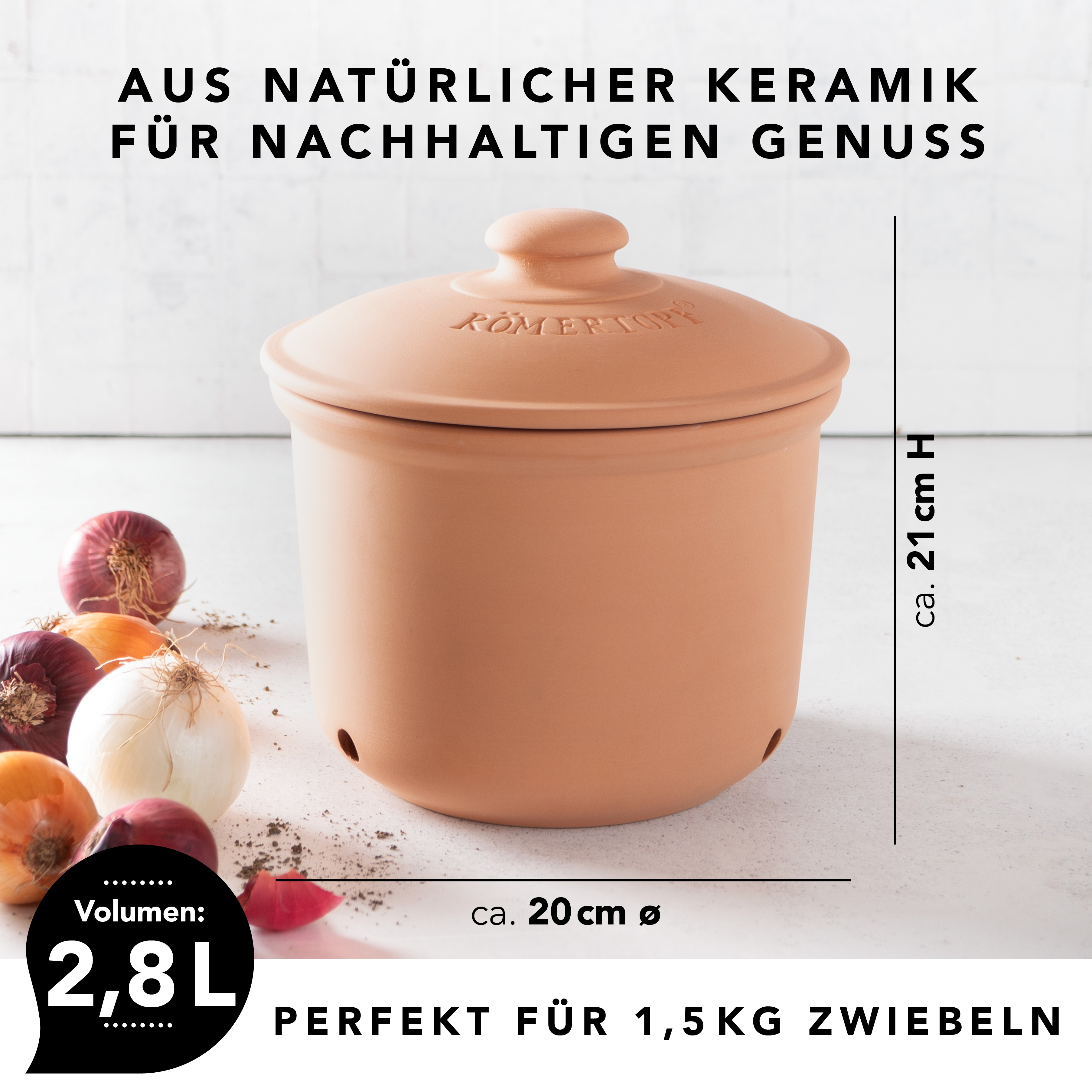 Römertopf Frische-Topf MAXI Zwiebel terracotta 9145281 Maße
