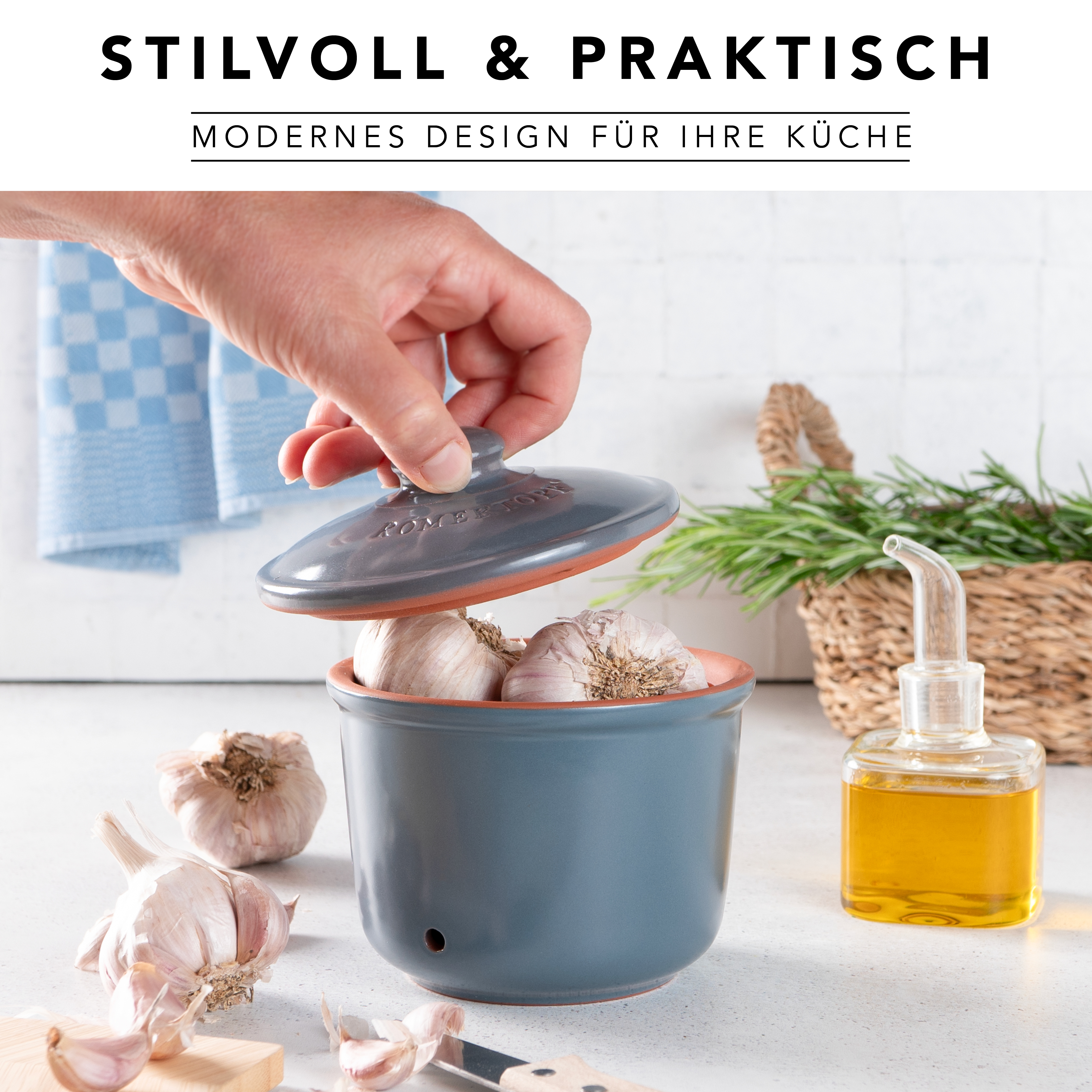 Römertopf Frische-Topf MINI Knoblauch blau grau 9145192 Ambiente