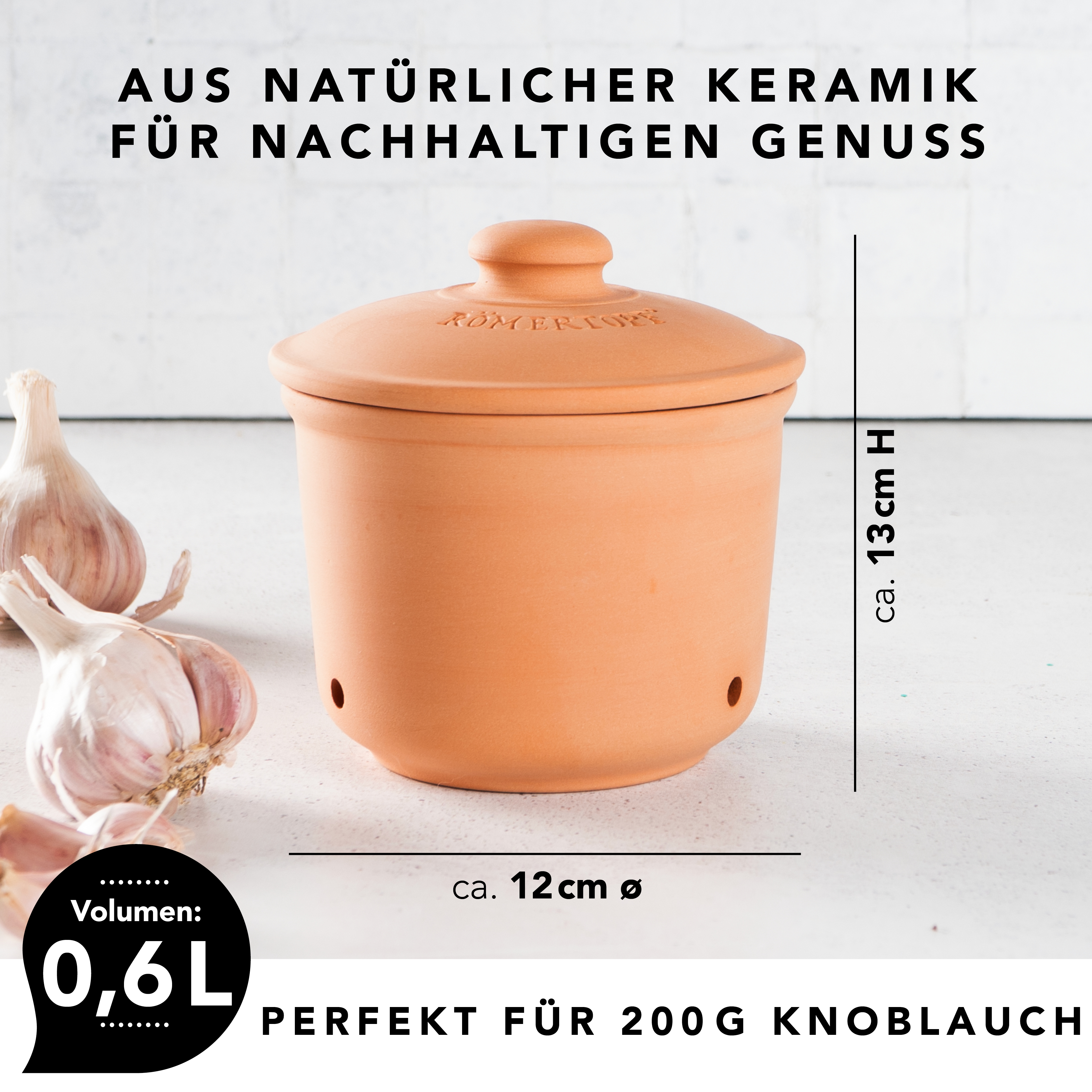 Römertopf Frische-Topf MINI Knoblauch terracotta 9145181 Maße