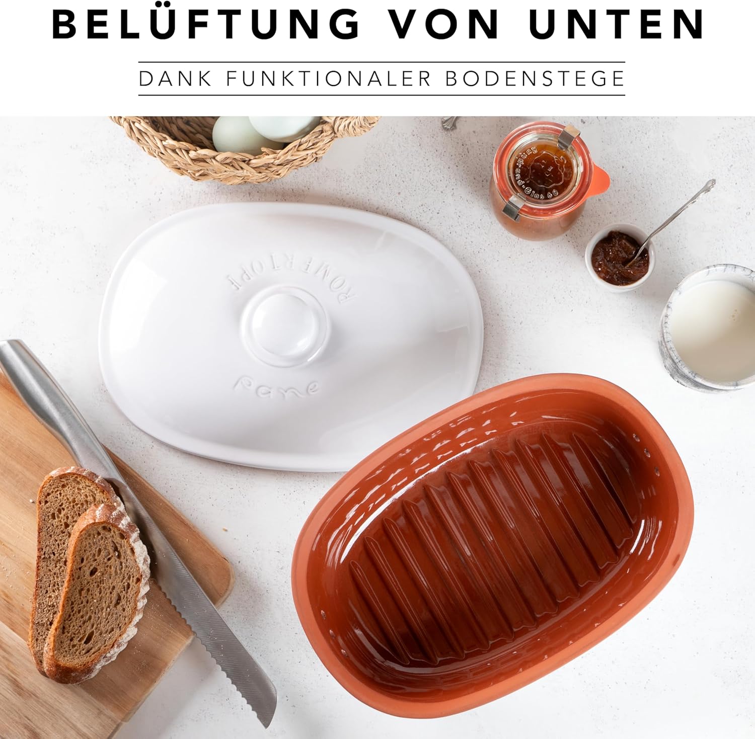 Römertopf Brot Frische Topf MEDI Weiß 9185111 Rippen