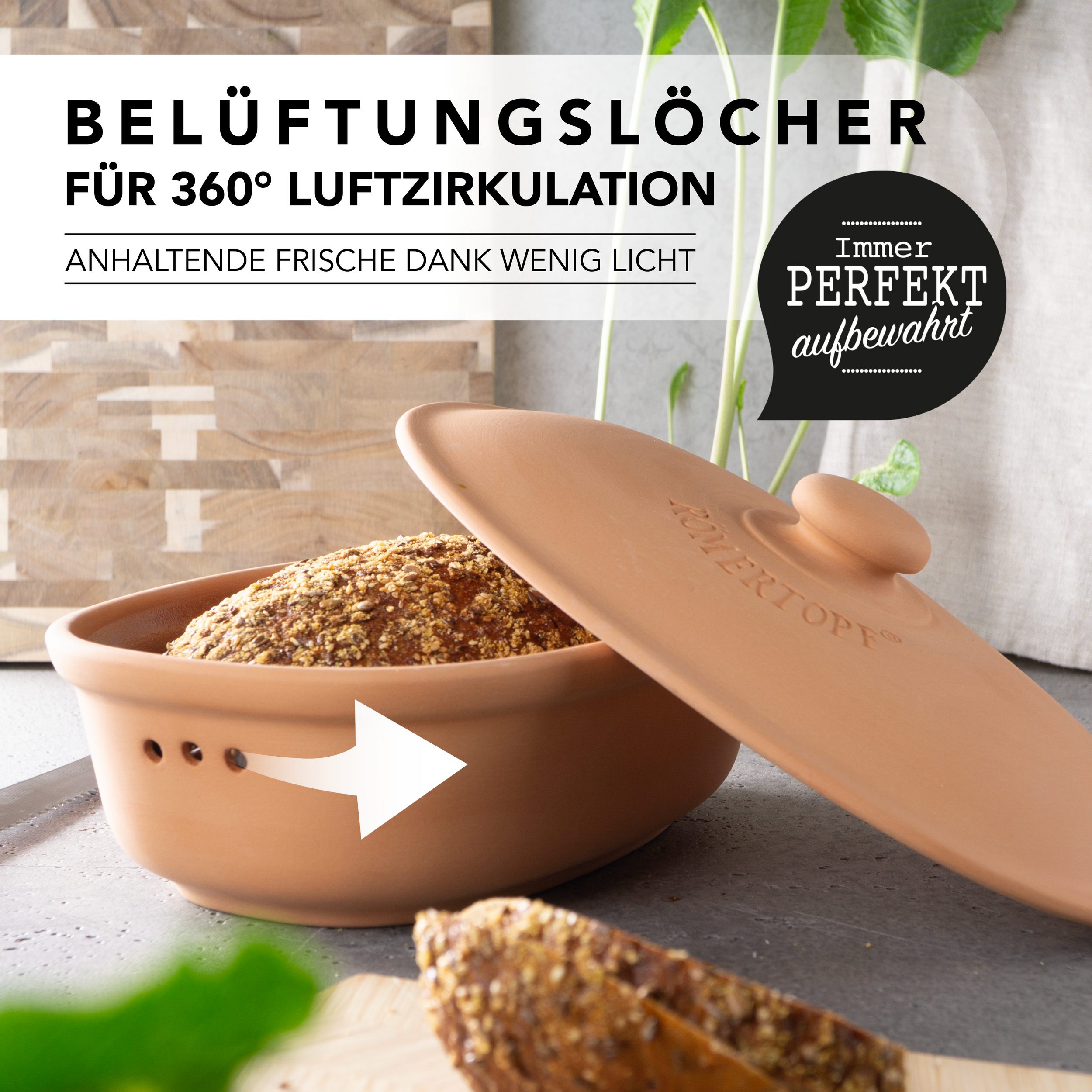 Römertopf Brot Frische Topf MEDI Terracotta 9185181 Lüftung