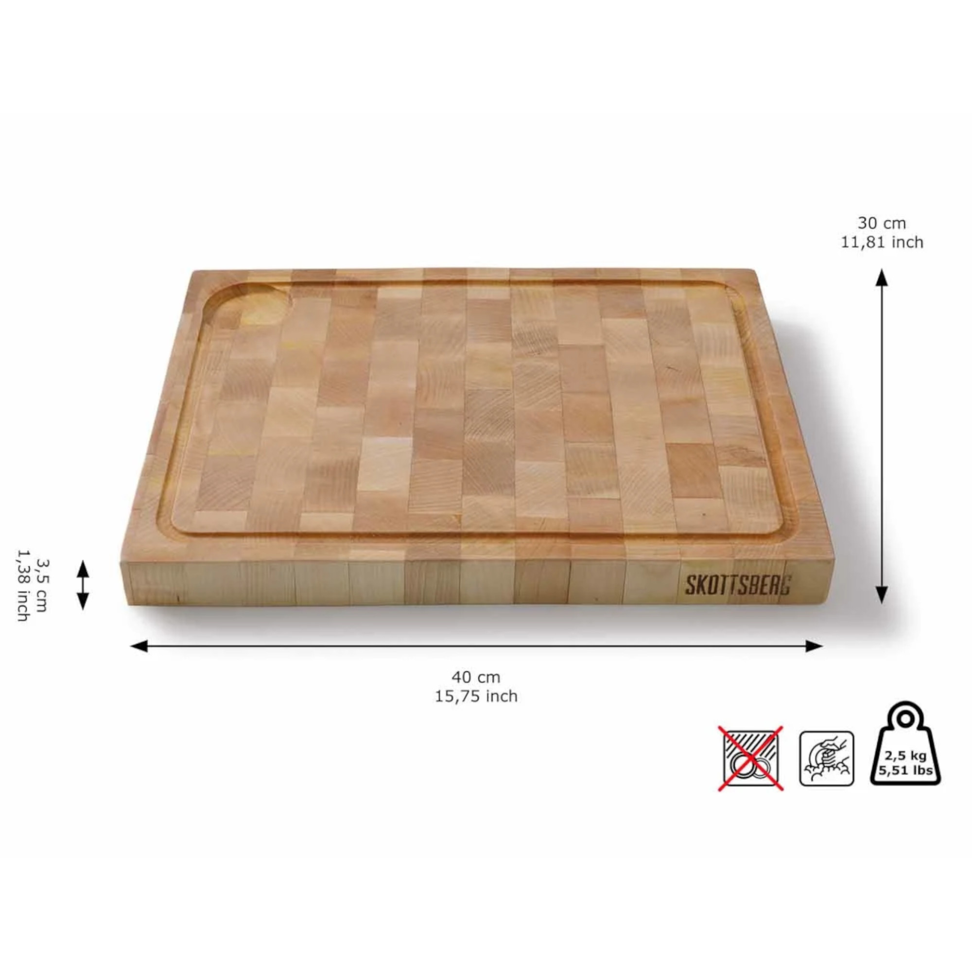 Skottsberg Schneidebrett Wood Works 40 x 30 cm Maße