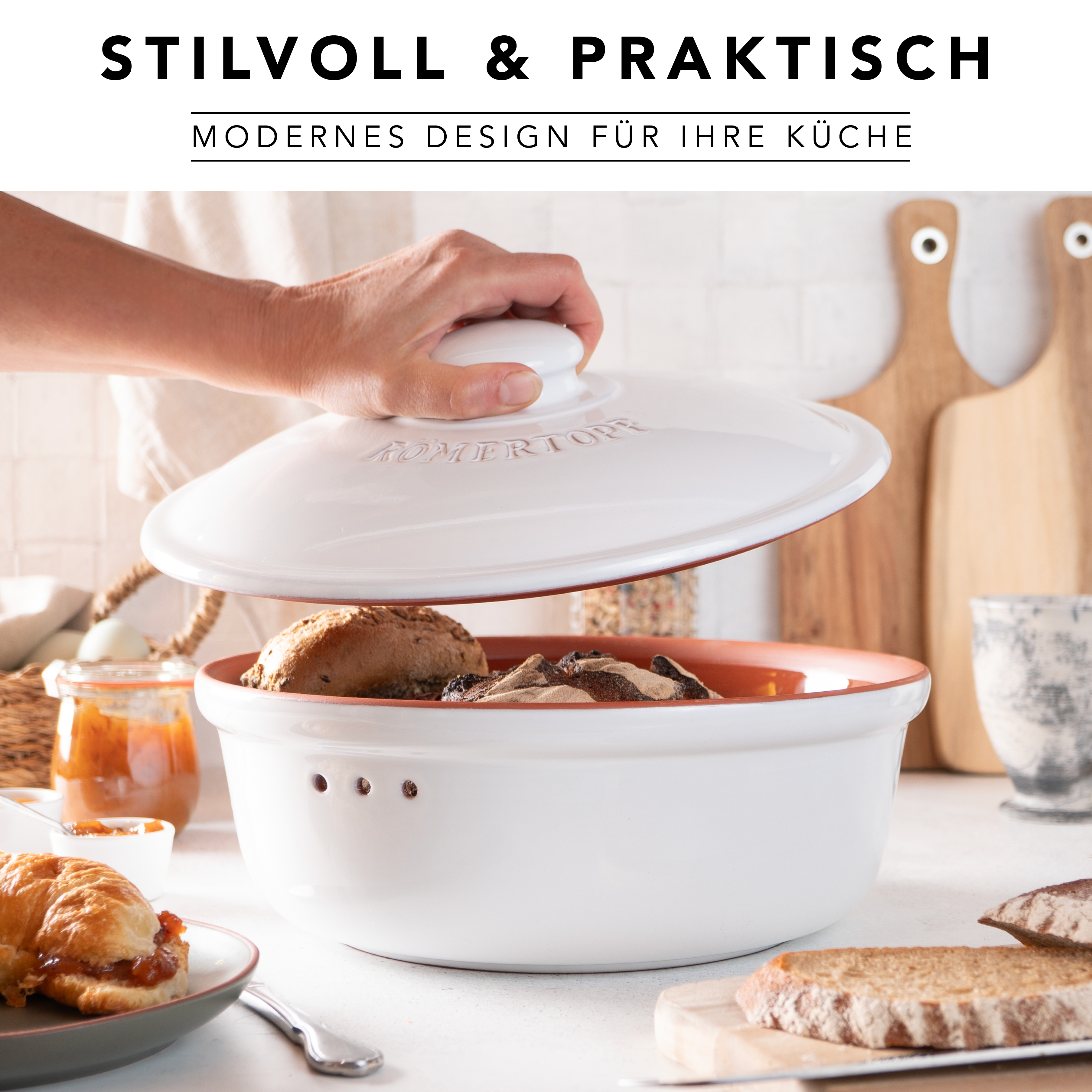 Römertopf Brotfrische Topf rund Weiß 9185211 Ambiente