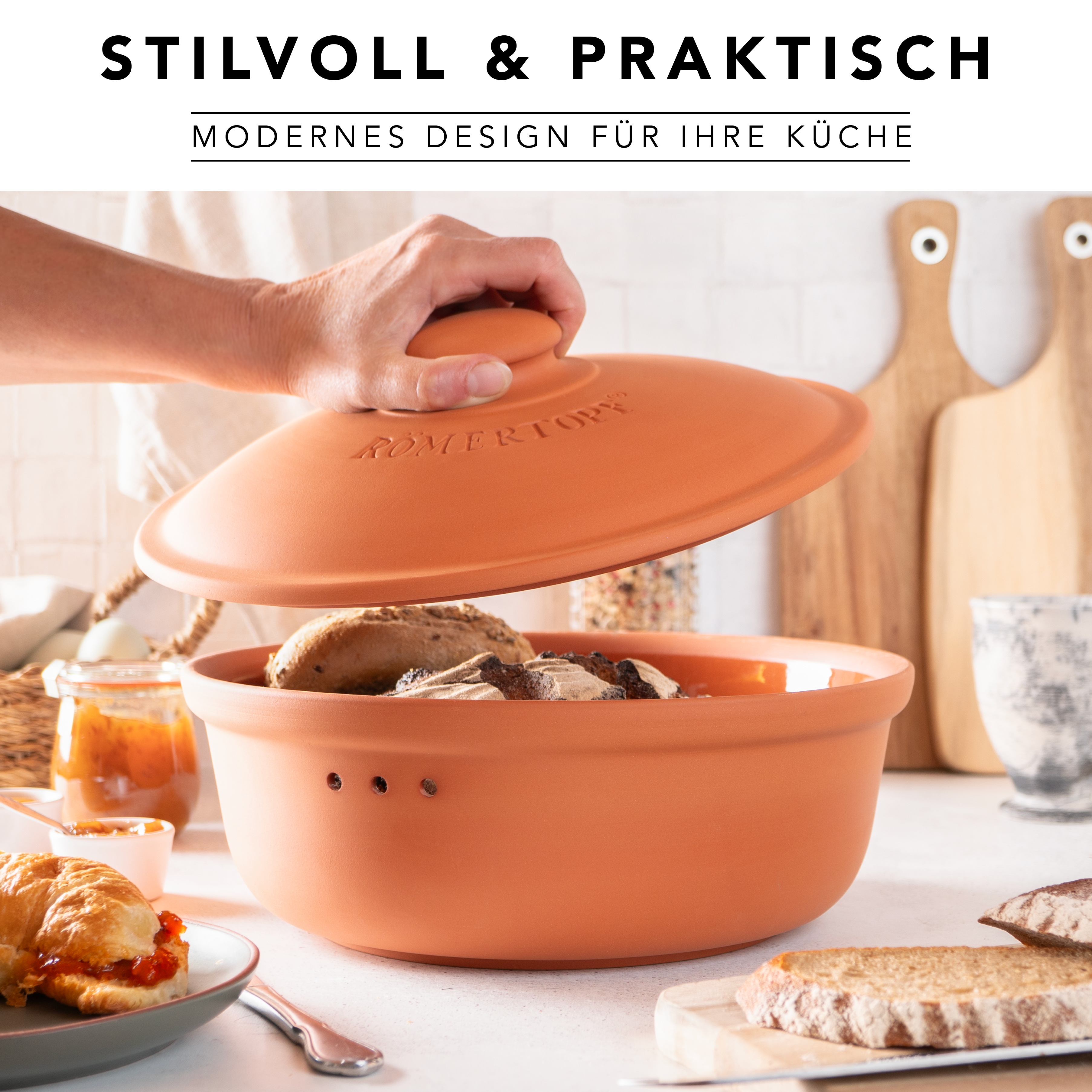 Römertopf Brotfrische Topf rund Terracotta 9185281 Ambiente