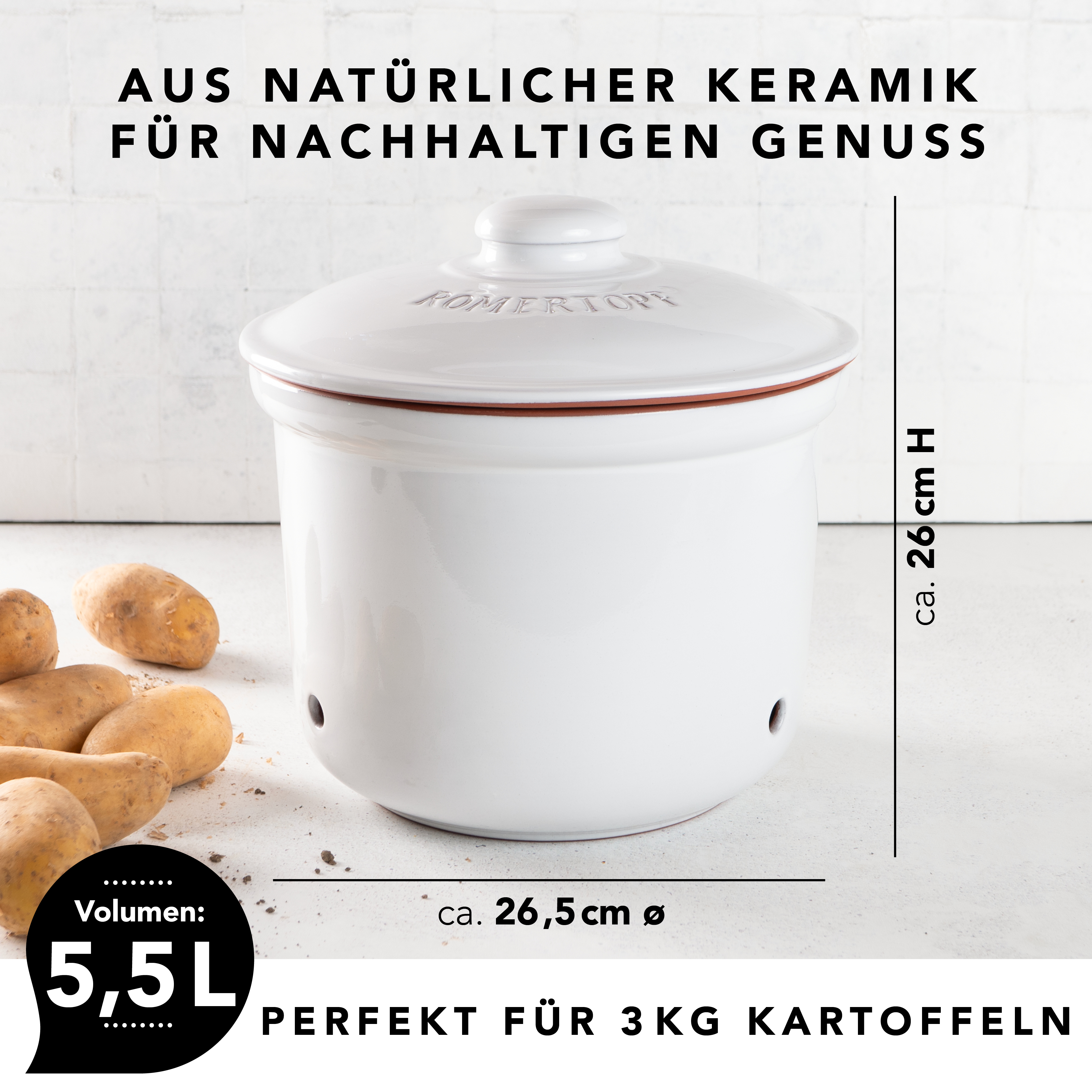 Römertopf Frische-Topf MAXI PLUS Kartoffel Weiß 9145311Maße