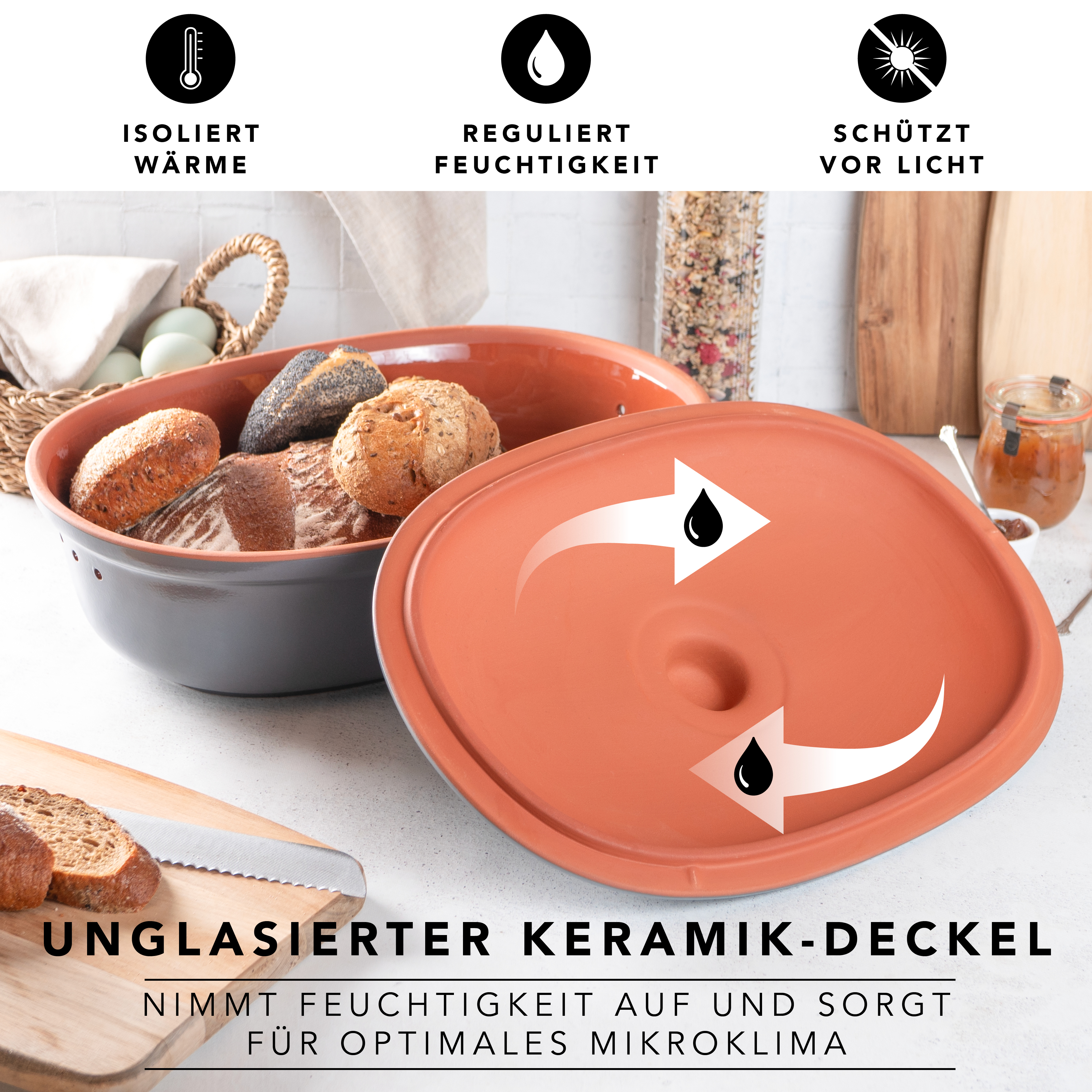 Römertopf Brot Frische Topf MAXI Blau Grau 9185392 Deckel