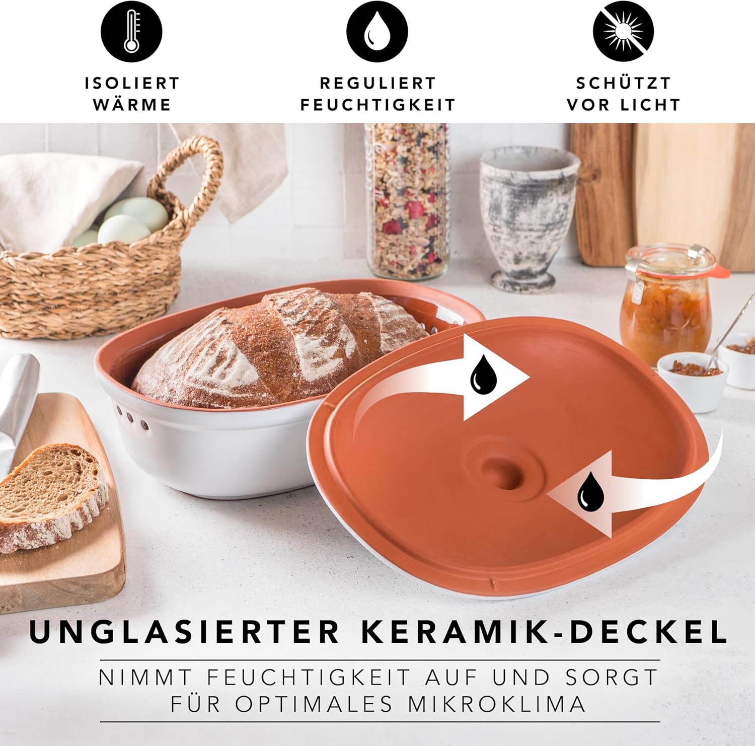 Römertopf Brot Frische Topf MEDI Weiß 9185111 Deckel