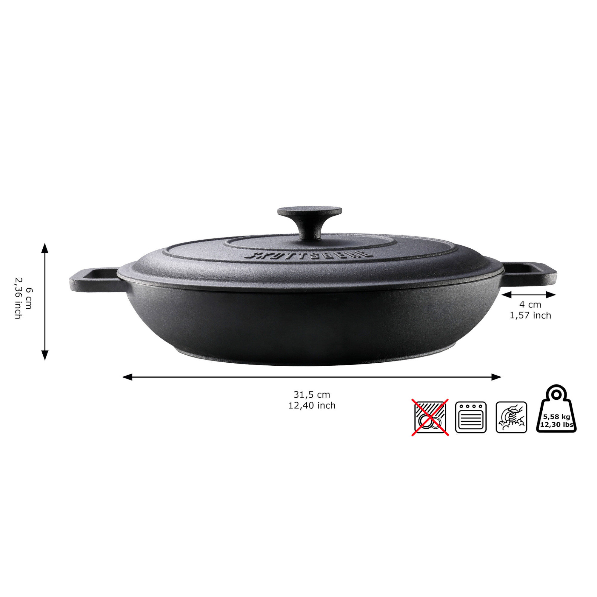 Skottsberg Schmortopf Cast Iron 32 cm Maße