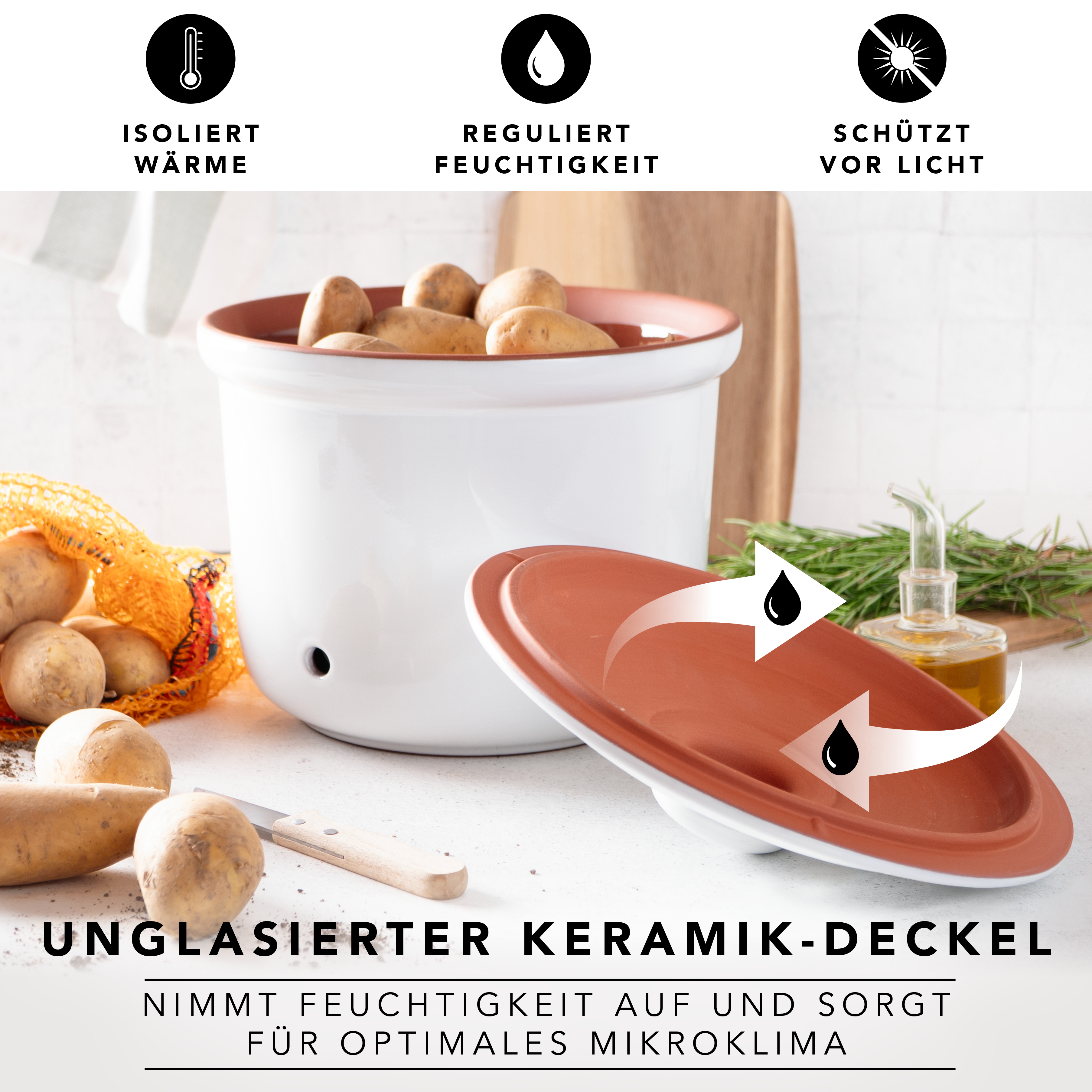 Römertopf Frische-Topf MAXI PLUS Kartoffel Weiß 9145311 Deckel