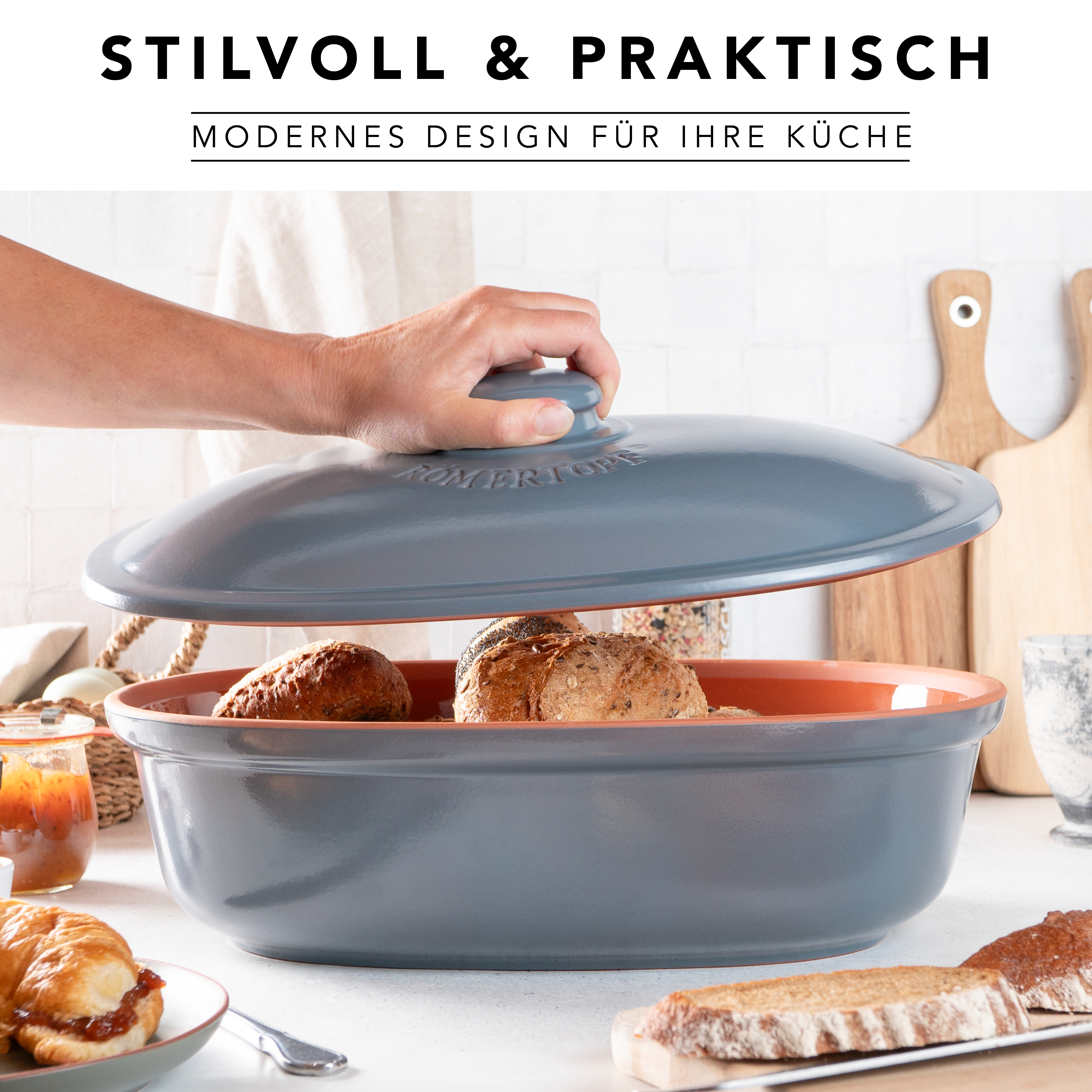Römertopf Brot Frische Topf MAXI Blau Grau 9185392 Ambiente