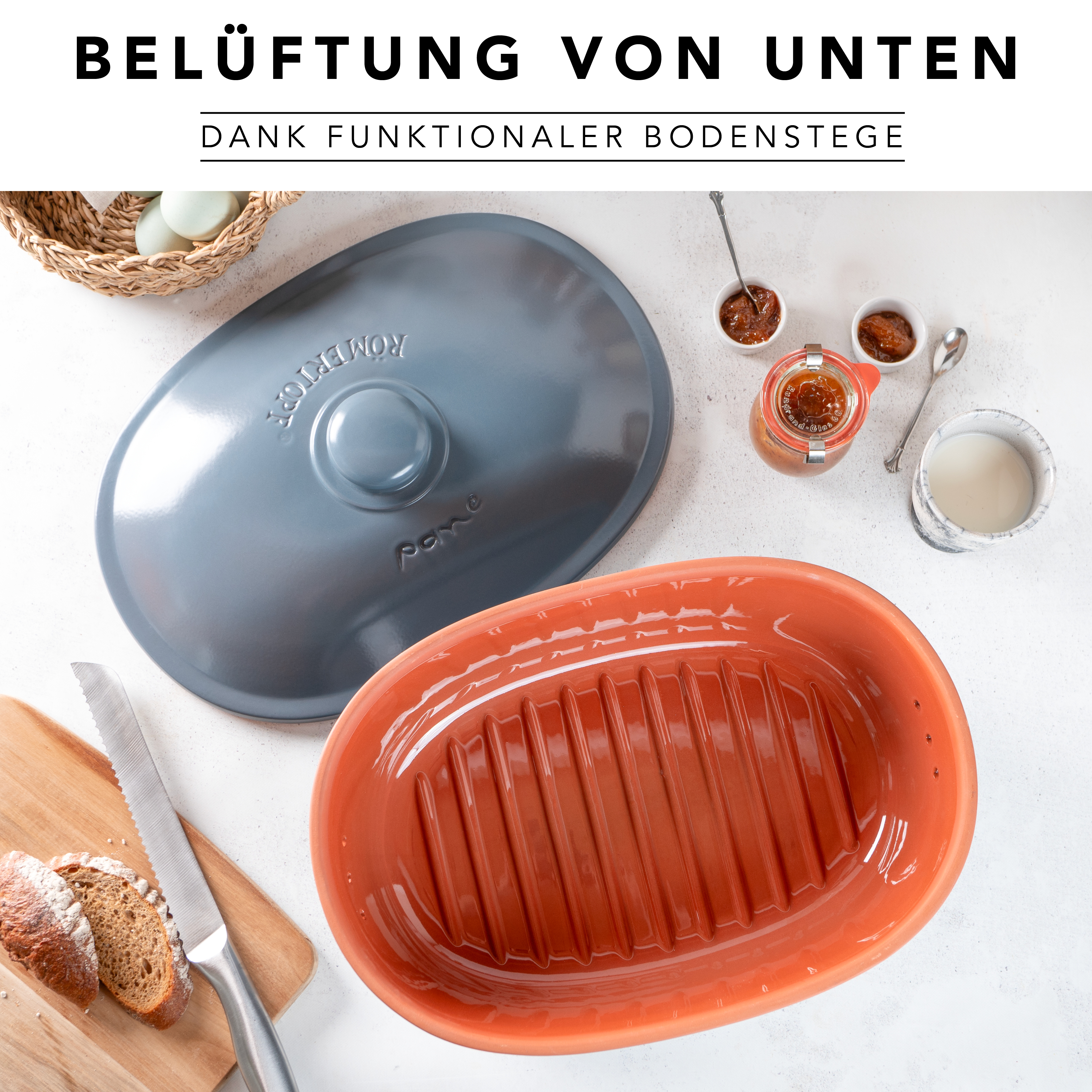 Römertopf Brot Frische Topf MAXI Blau Grau 9185392 Rippen