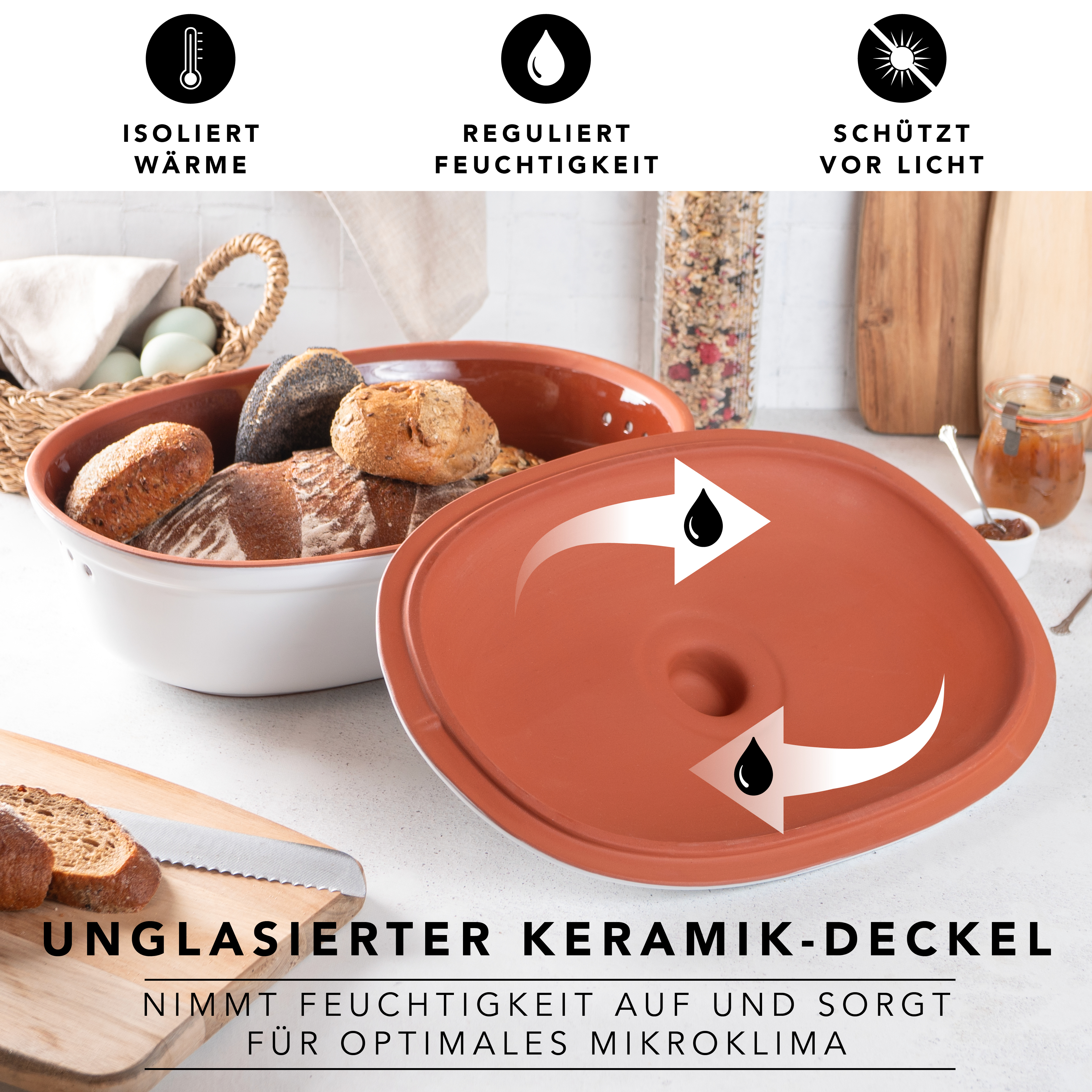 Römertopf Brot Frische Topf MAXI Weiß 9185311 Deckel