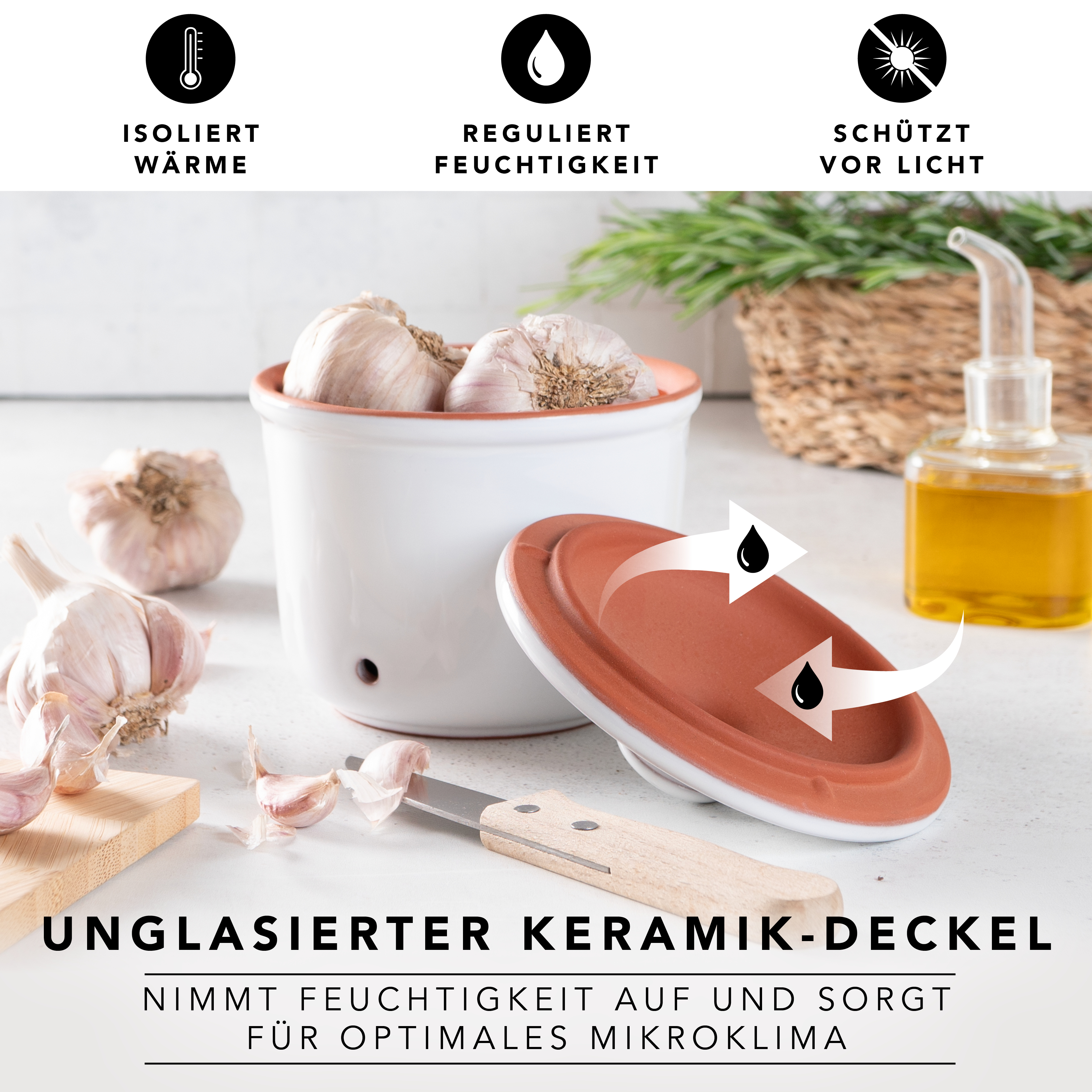 Römertopf Frische-Topf MINI Knoblauch weiß 9145111 Deckel
