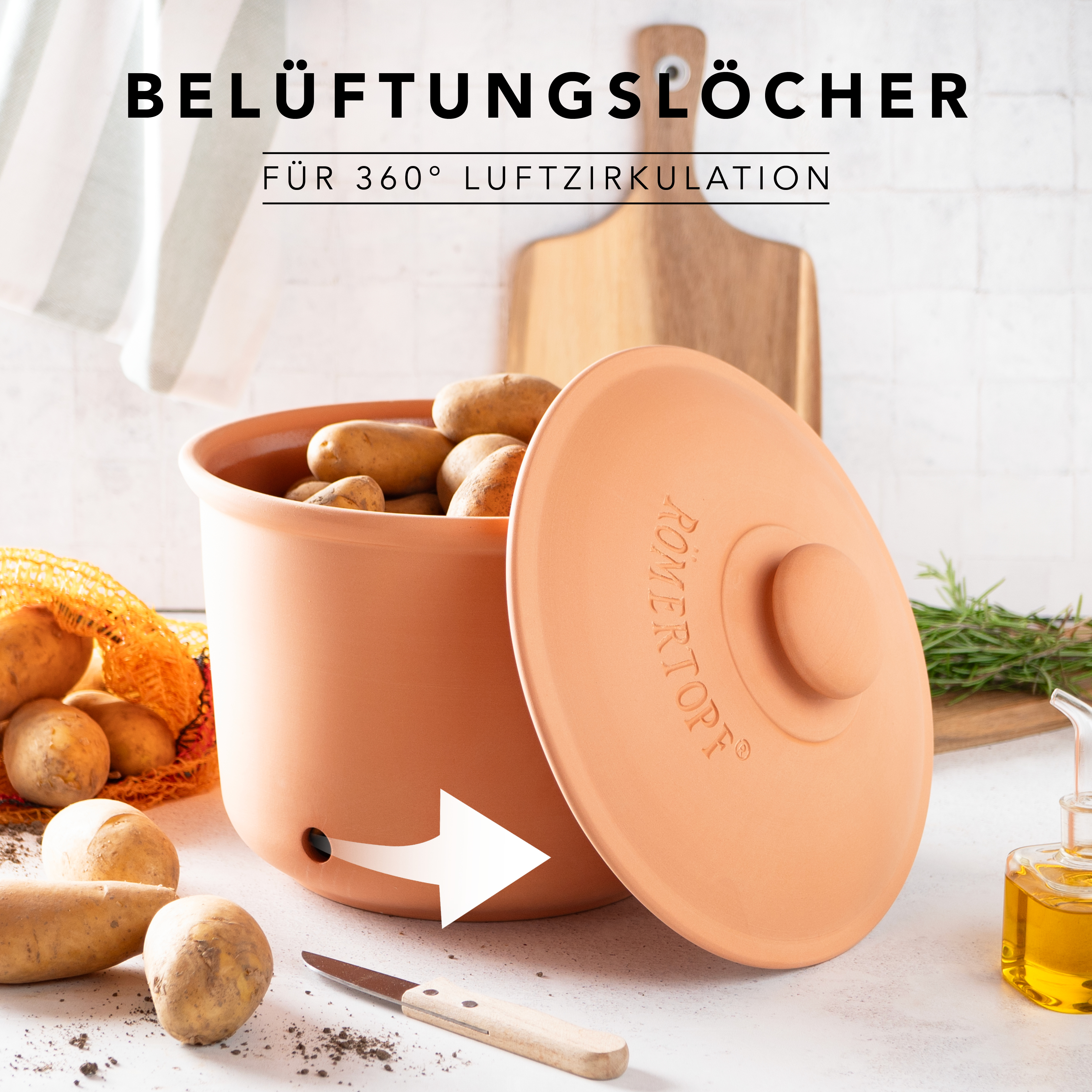 Römertopf Frische-Topf MAXI PLUS Kartoffel Terracotta 9145381 Lüftung